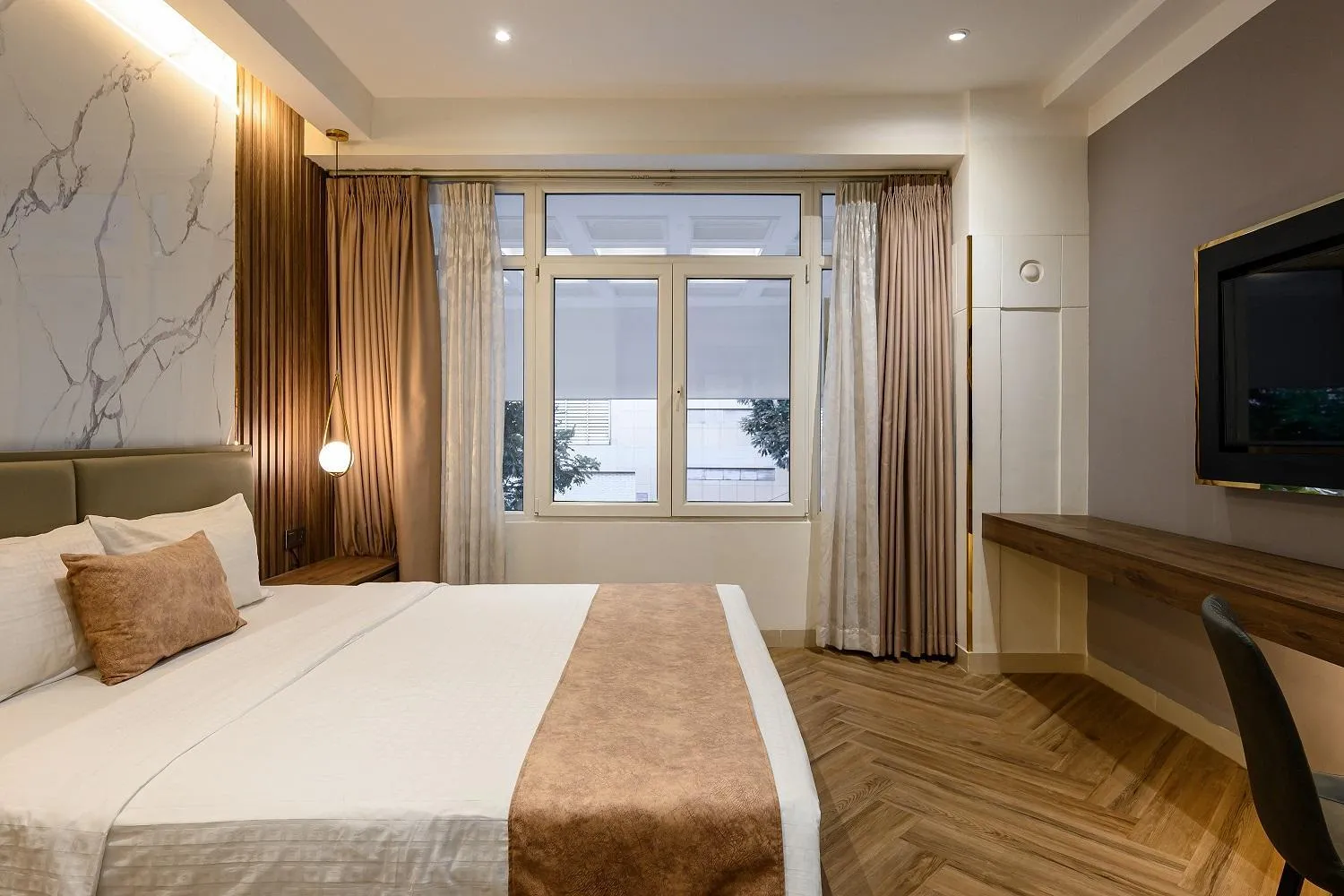 Photo of the whole room, Bed in Acnos Hotel