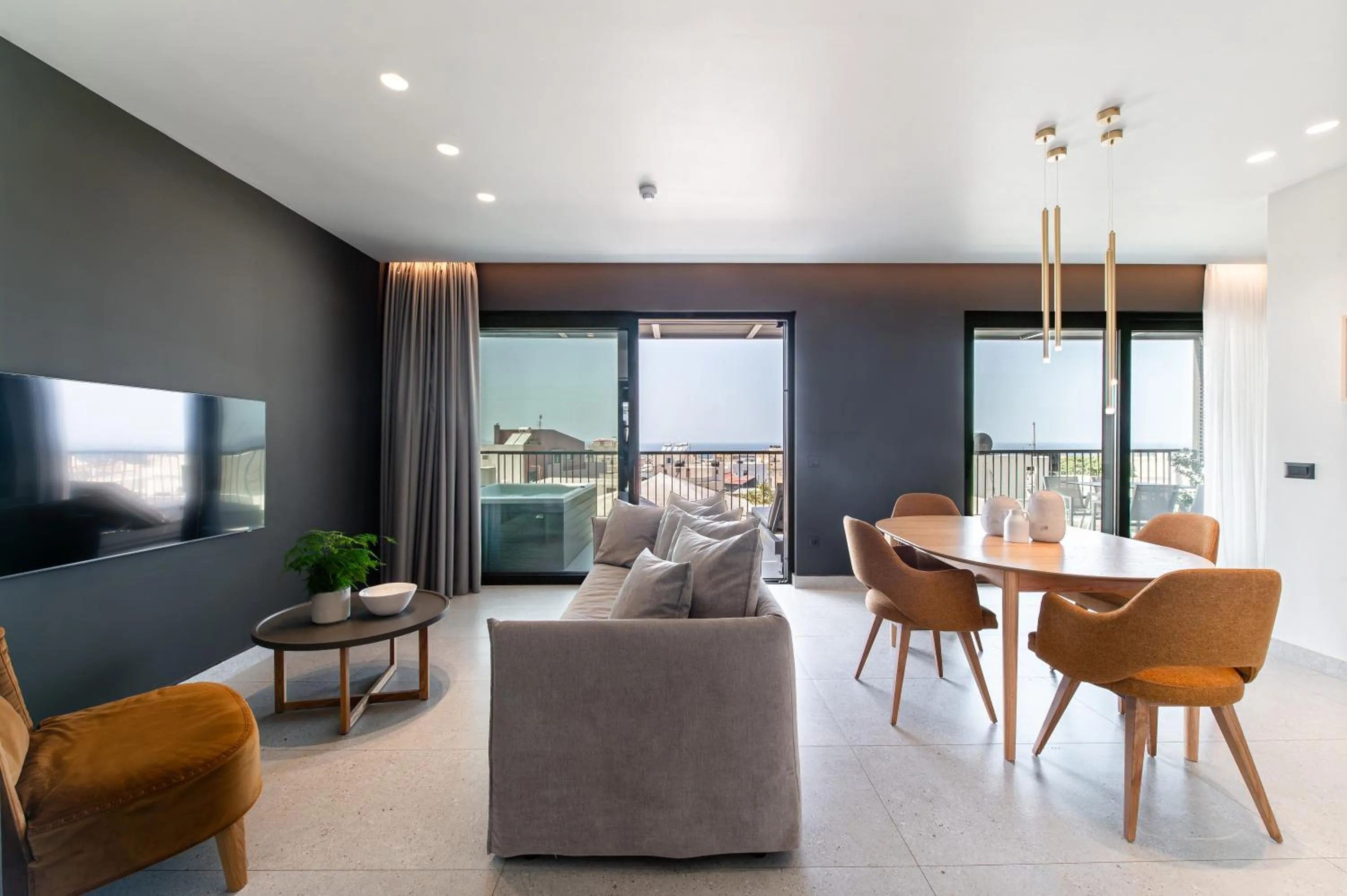 Seating area in Porta Suites