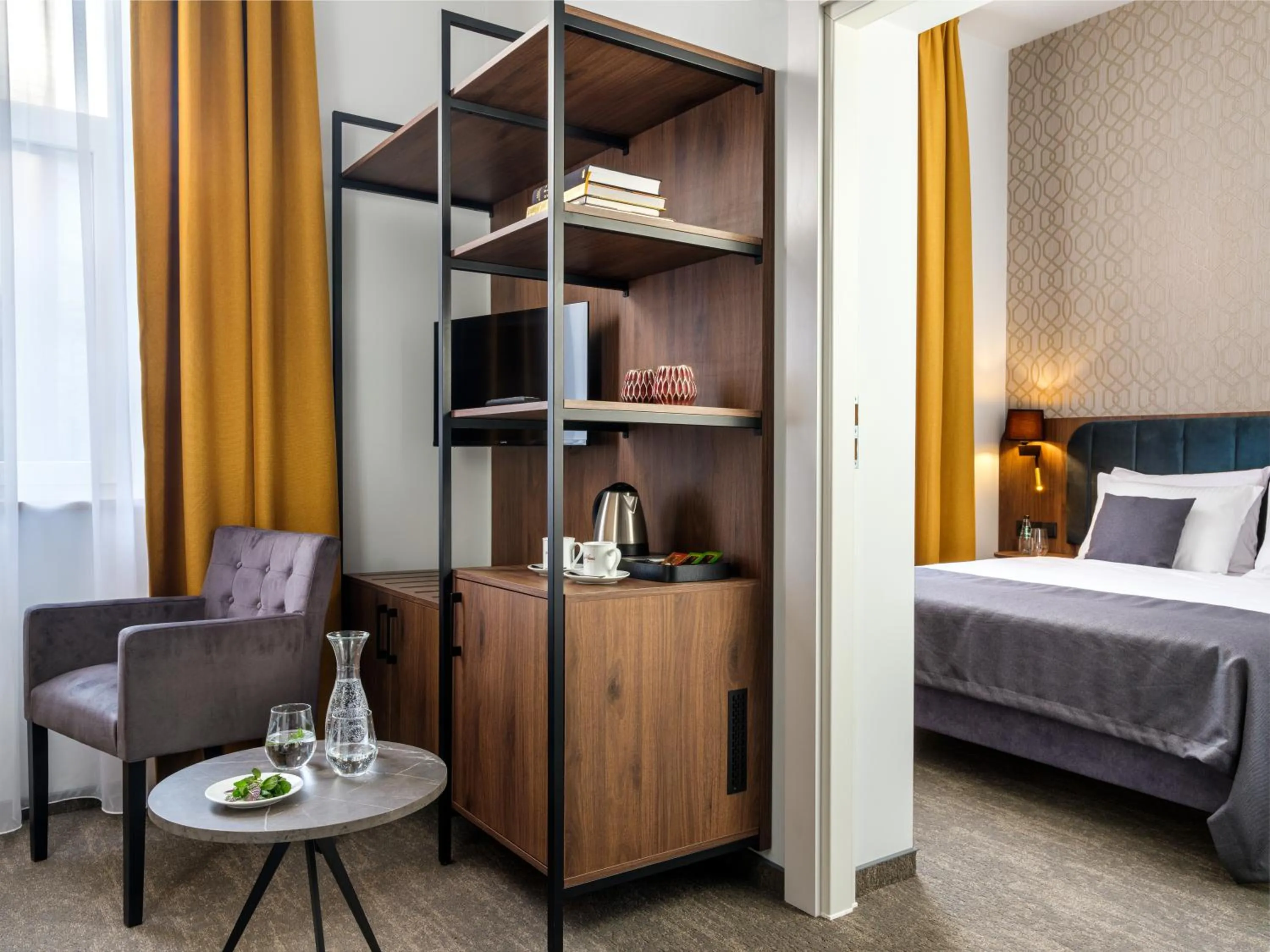 Living room, Bed in Old Market Residence