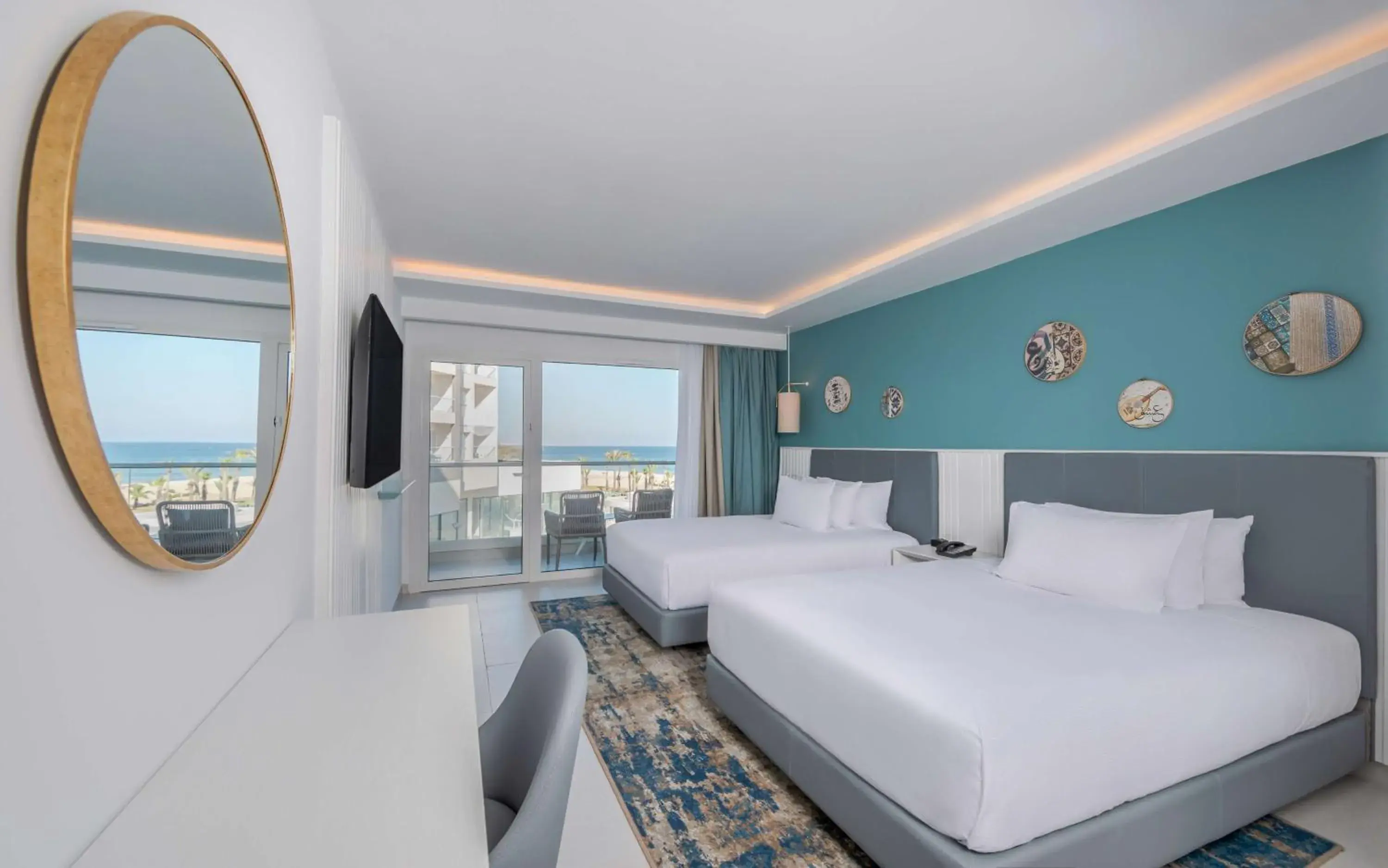 One-Bedroom Queen Suite with Two Queen Beds and Partial Sea View in Hilton Skanes Monastir Beach Resort One-Bedroom Queen Suite with Two Queen Beds and Partial Sea View in Hilton Skanes Monastir Beach Resort