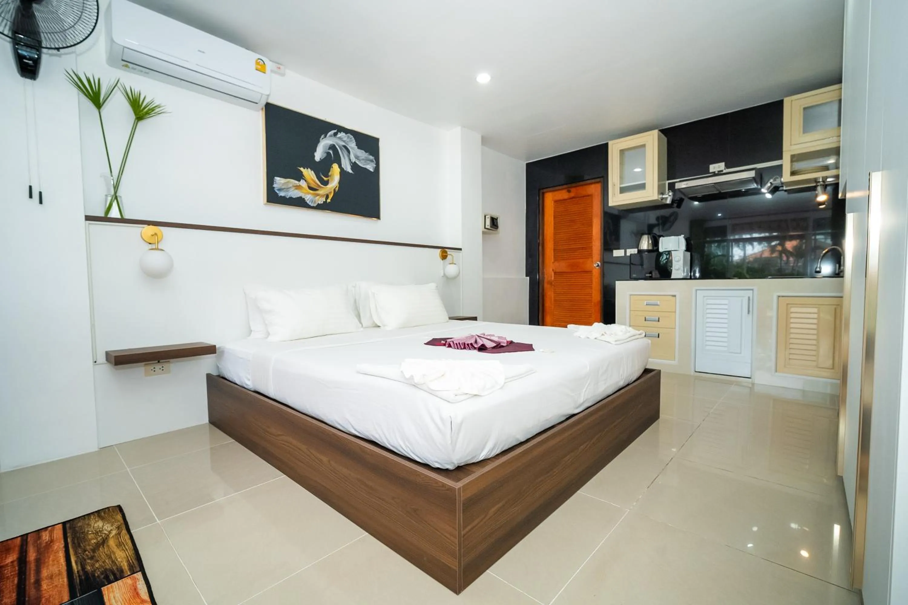 Bed in ฺBaan Waru seaview villa