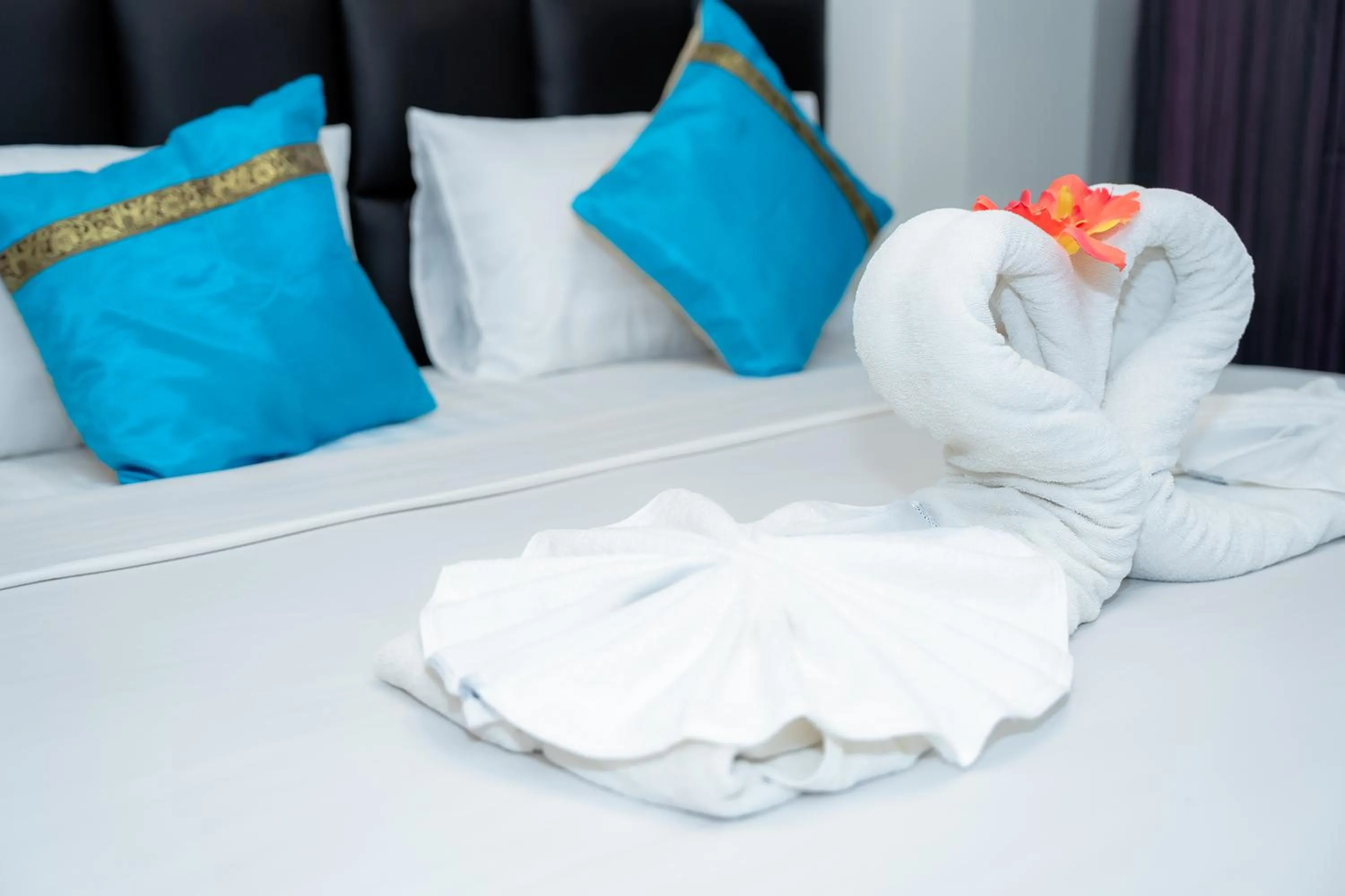 Bed in ฺBaan Waru seaview villa