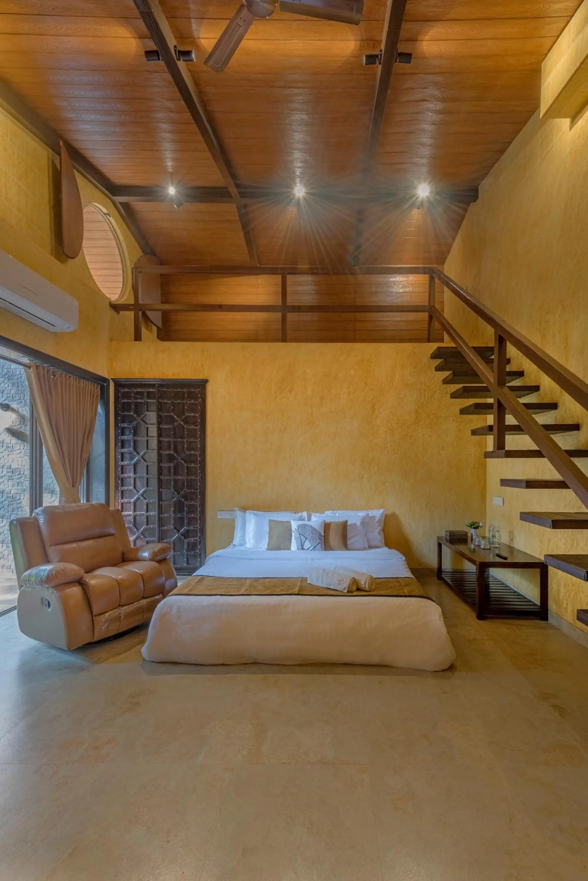 Bed in SaffronStays Althea - 4BR veg-only luxury villa with pool, jacuzzis, gourmet meals and Lohagad-Pawna lake views