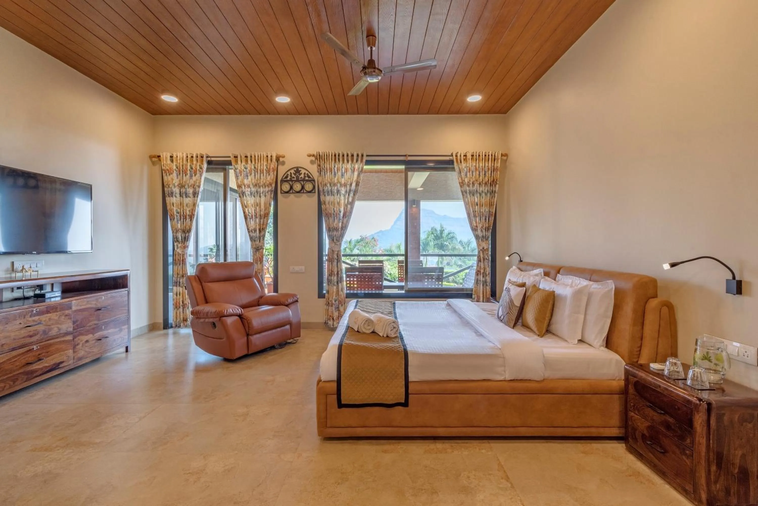Bed in SaffronStays Althea - 4BR veg-only luxury villa with pool, jacuzzis, gourmet meals and Lohagad-Pawna lake views