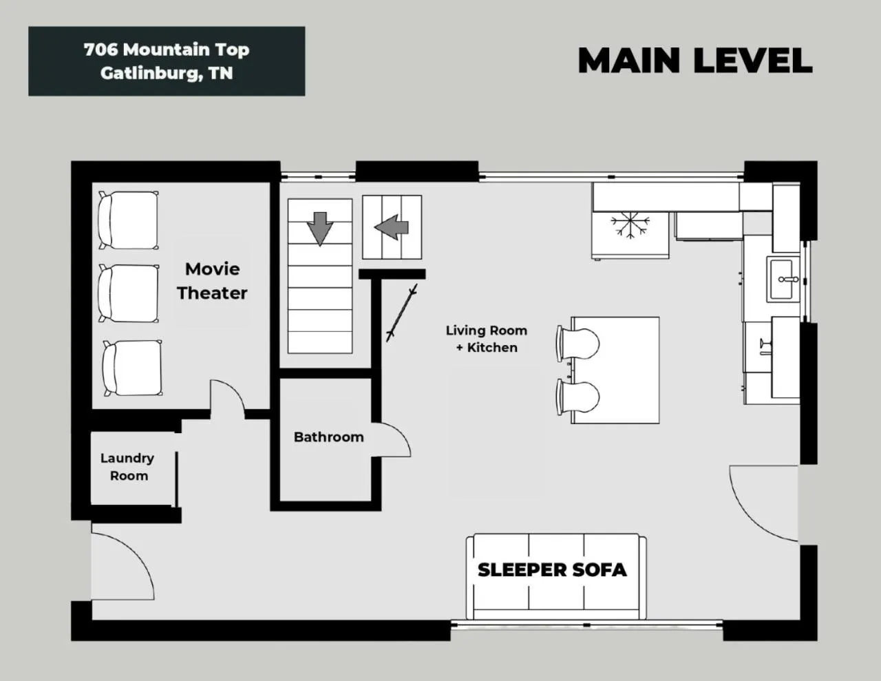 Floor plan in Romantic Cabin Retreat By Ghosal Luxury Lodging