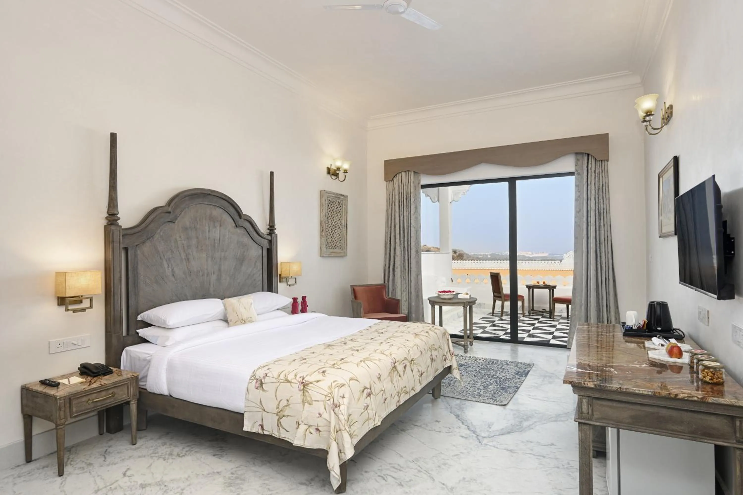 Seating area, Bed in Fateh Vilas by Fateh Collection