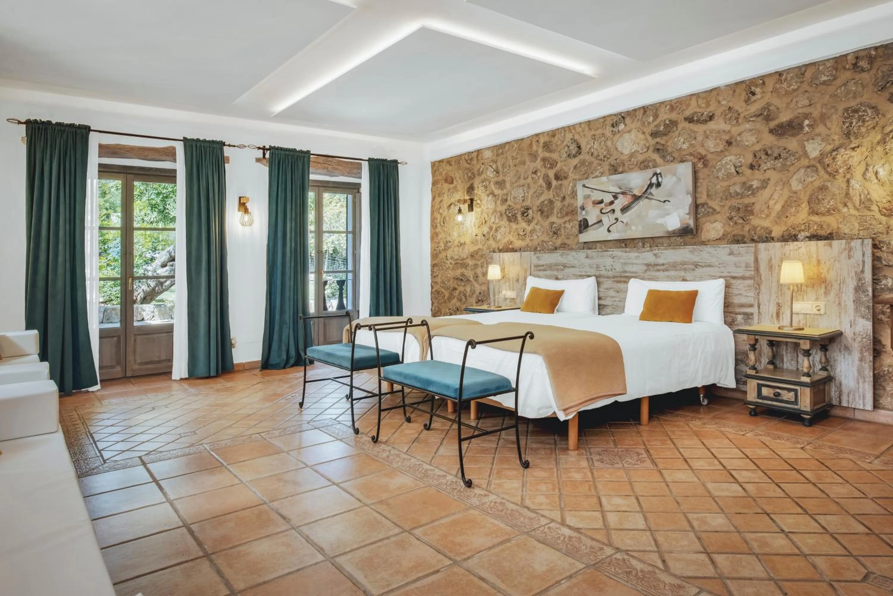 Bed in Finca Binibona Parc Natural