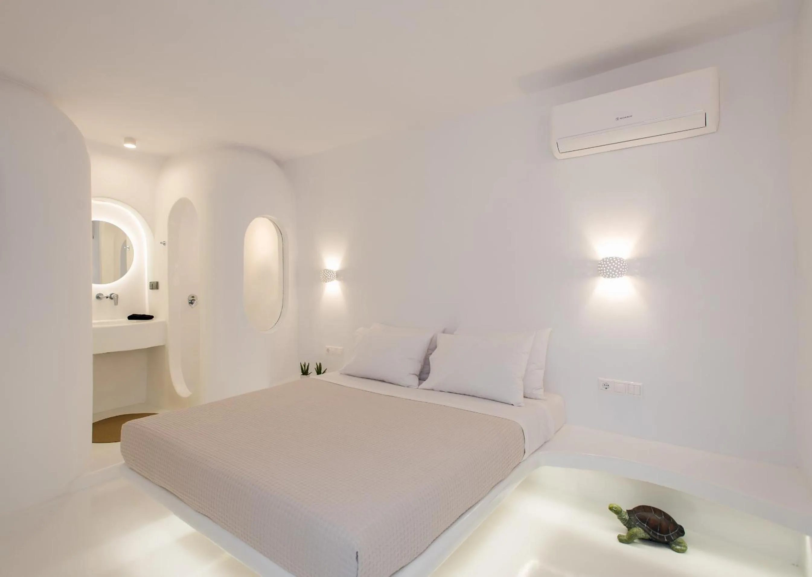 Shower, Bed in Villa Costa by Whitelist Mykonos