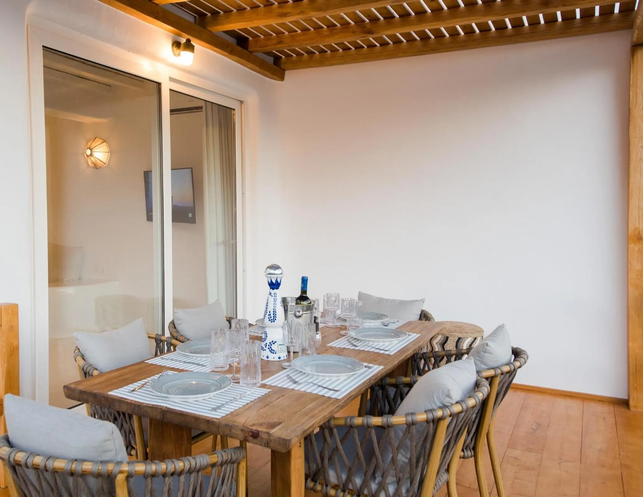 Living room in Villa Costa by Whitelist Mykonos