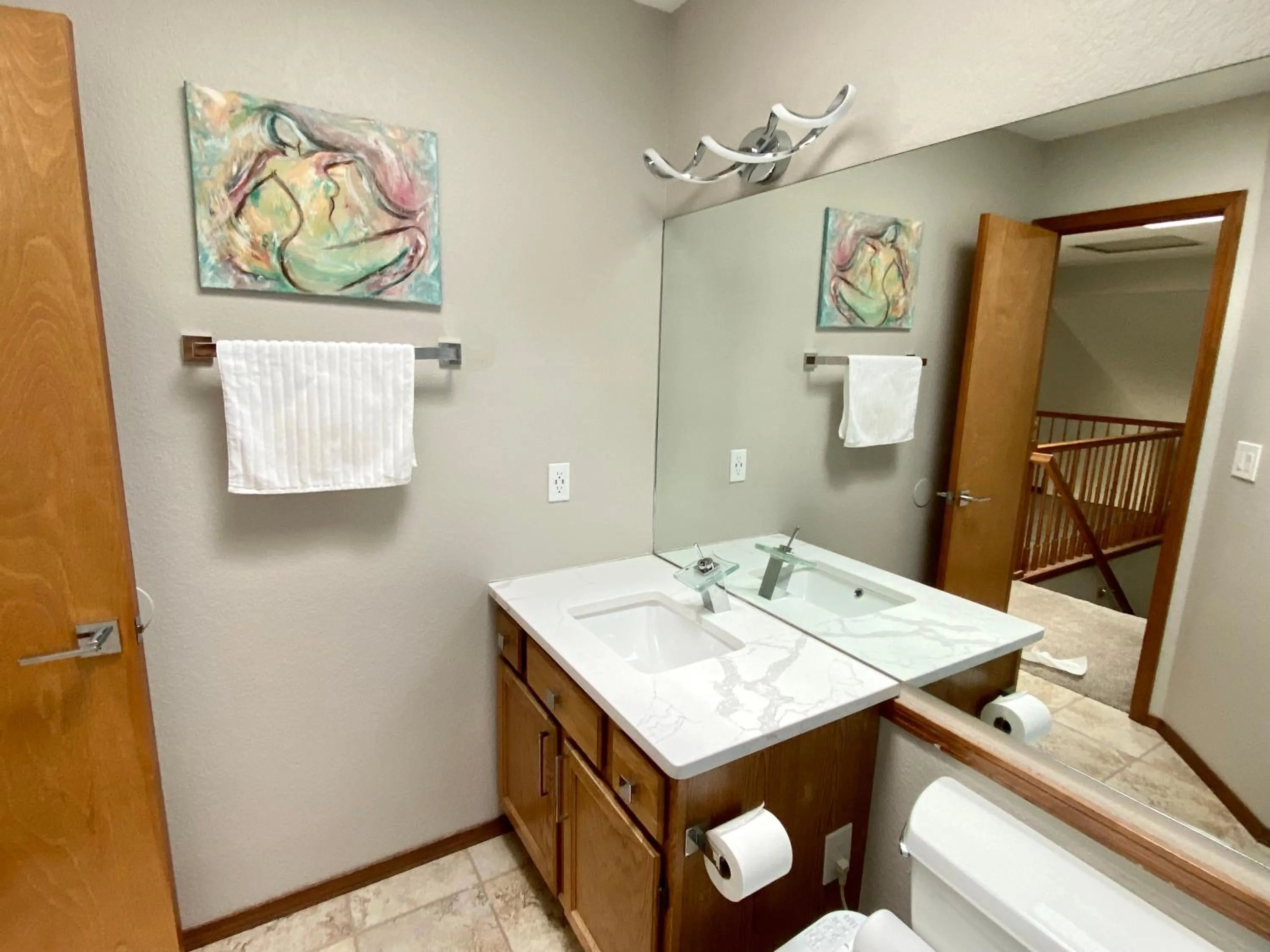 Bathroom in 3br home 2br unit close to USAFA with fireplace