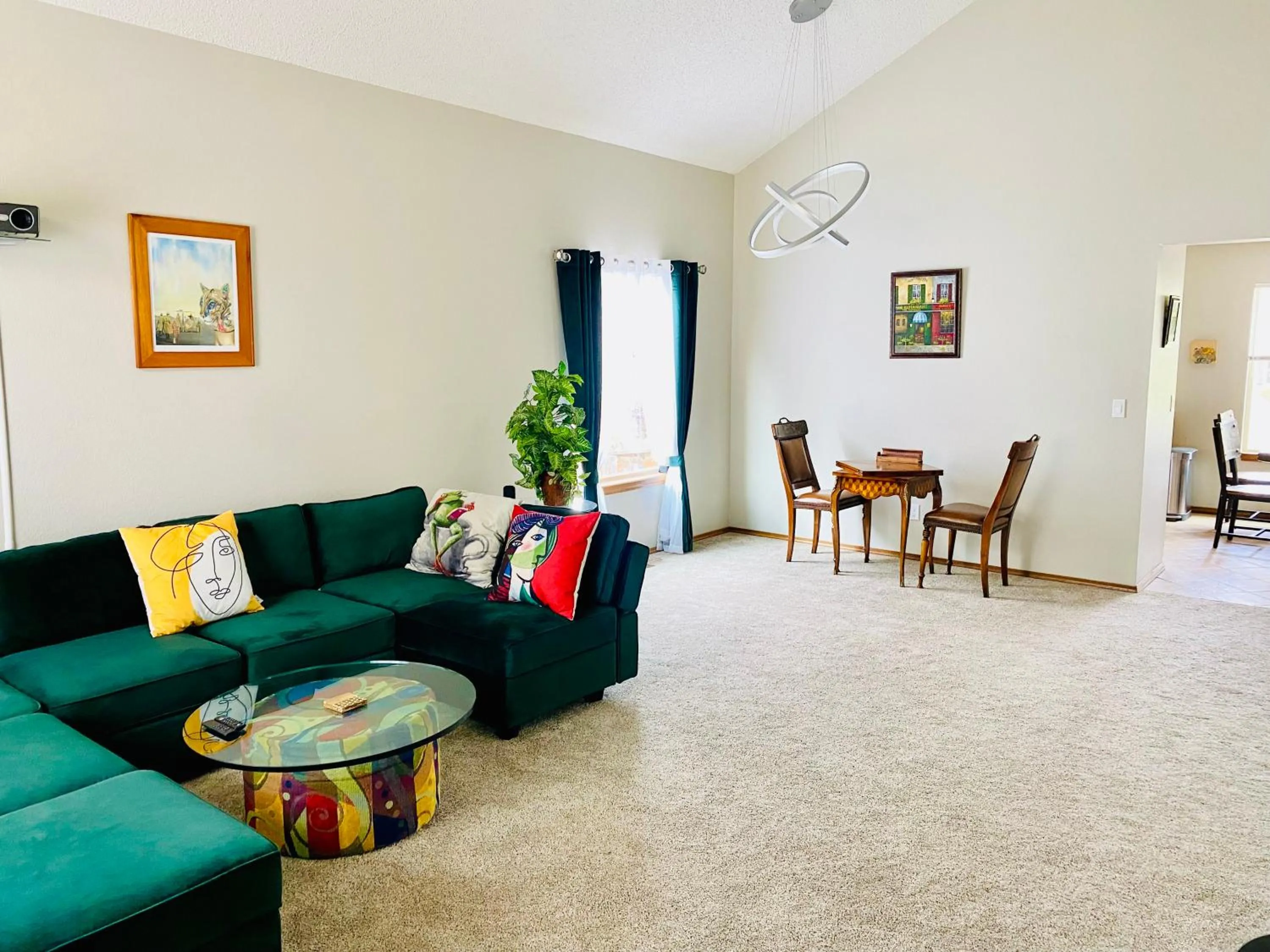 Living room in 3br home 2br unit close to USAFA with fireplace