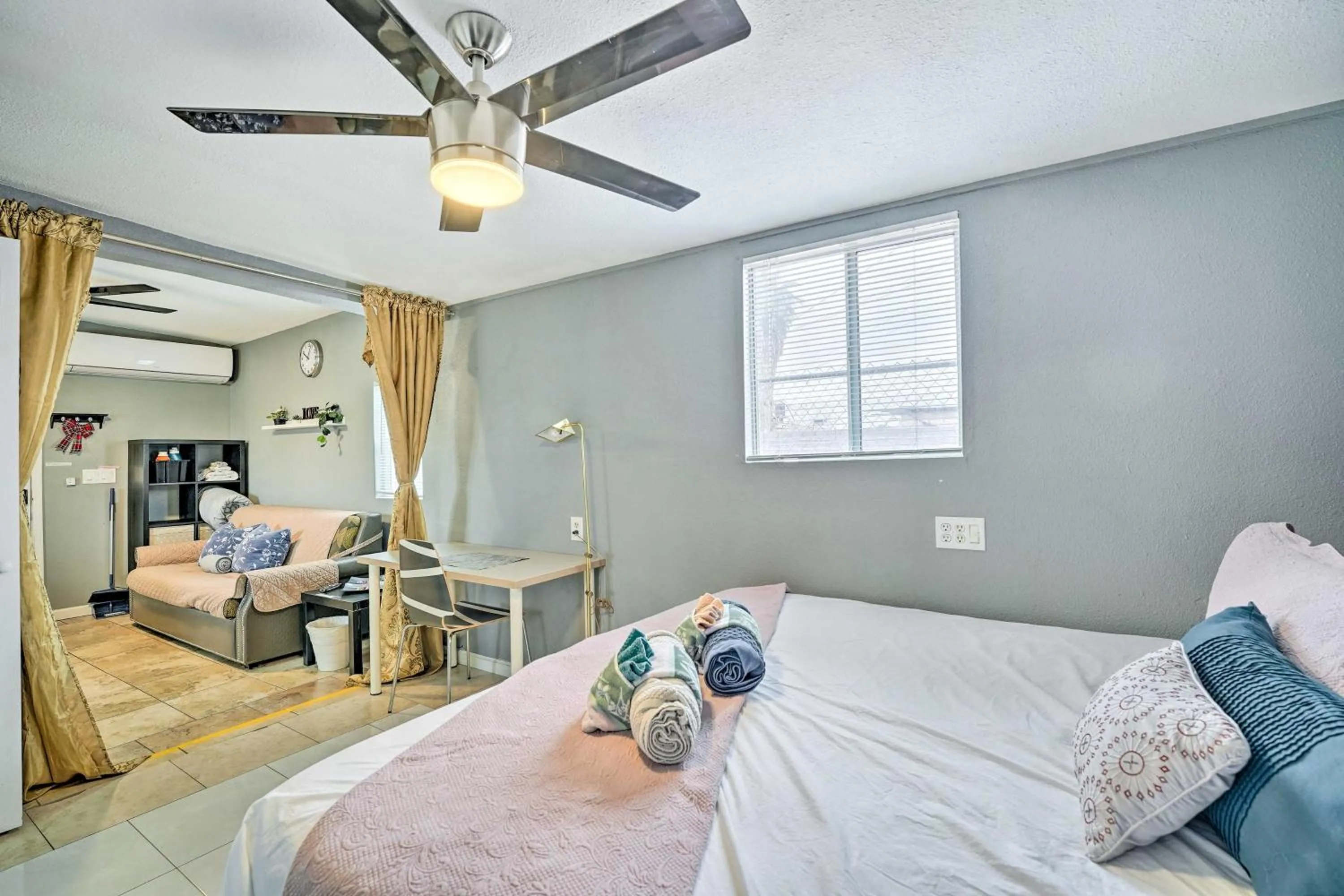 Bed in North Las Vegas Studio with Fire Pit 10 Mi to Strip