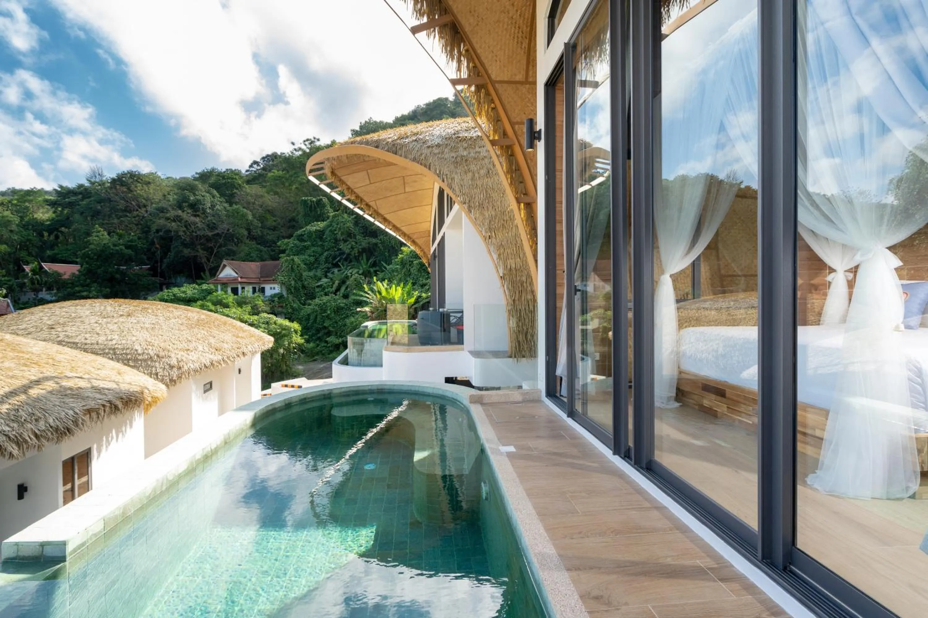 Pool view in Three Monkeys Villas
