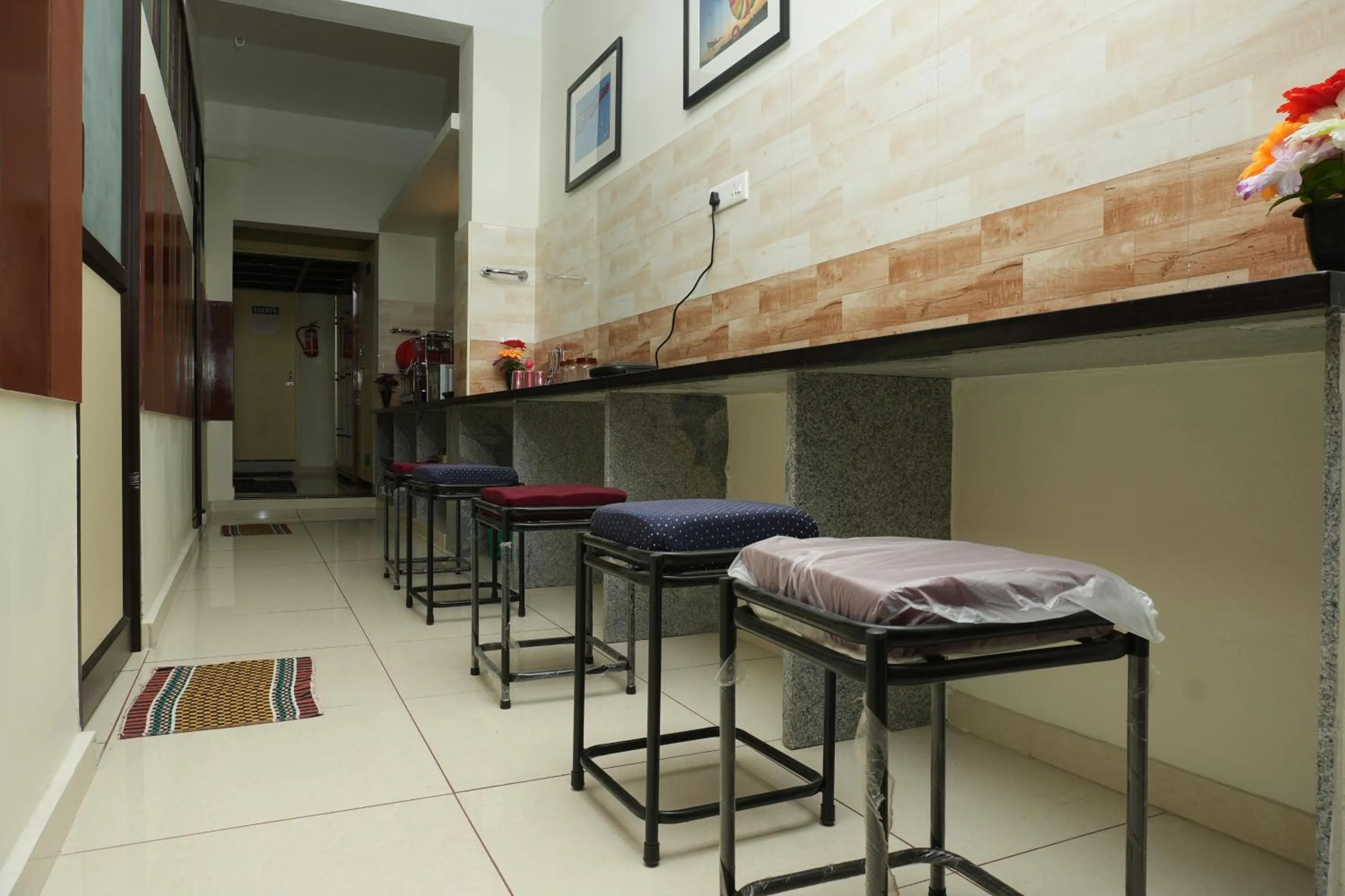 Dining area in Bay Stays near white town