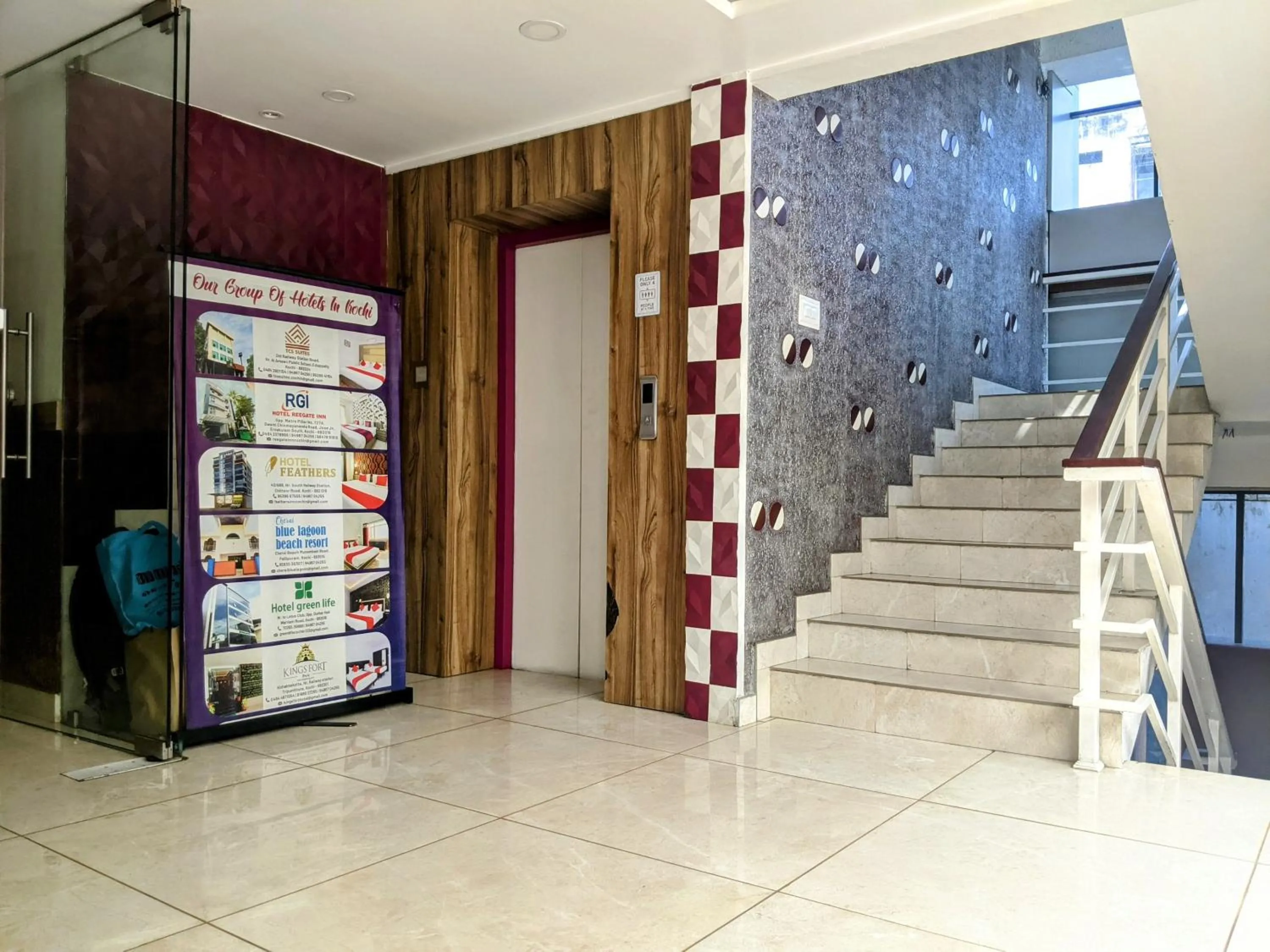 elevator in Hotel Feathers