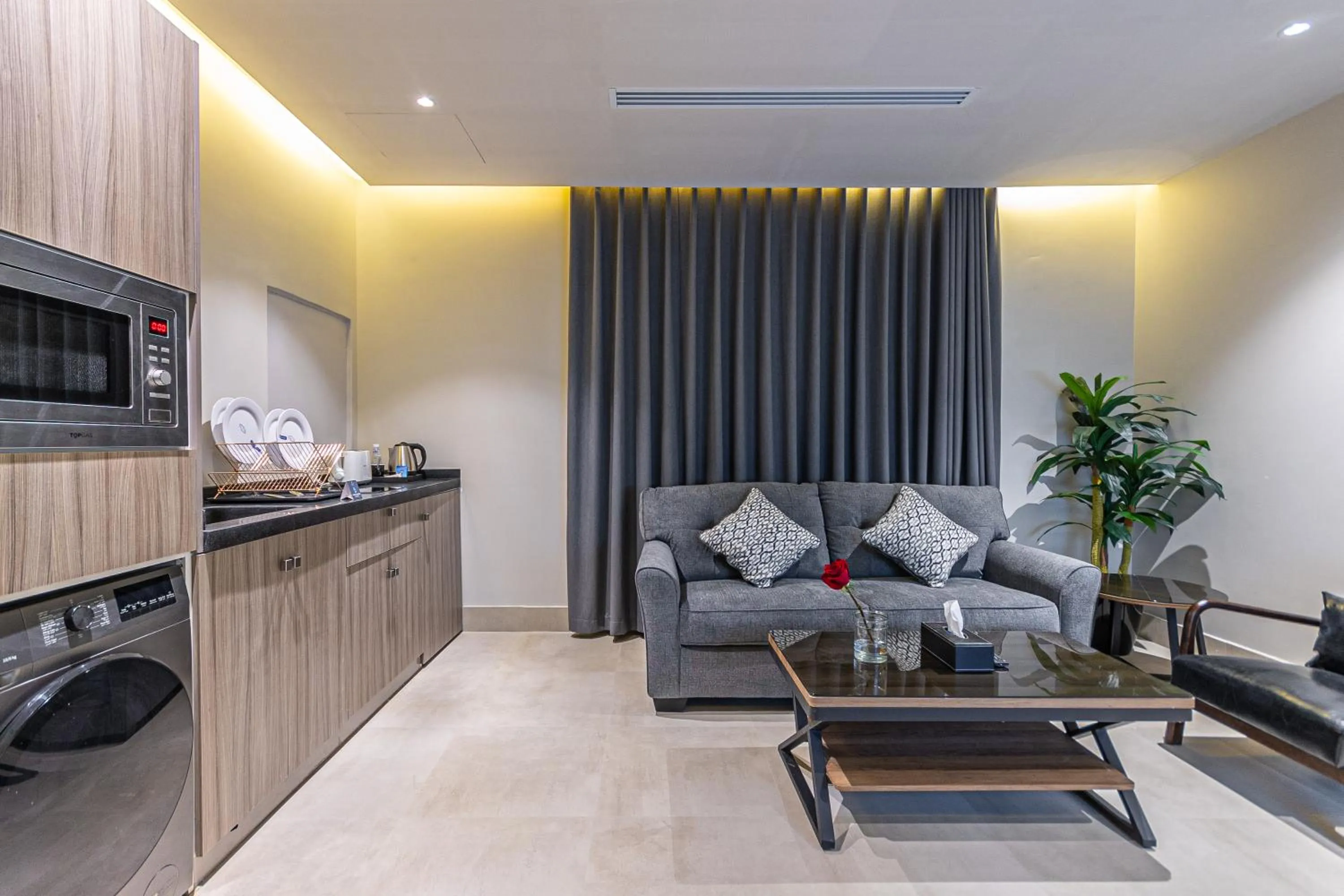 Kitchen or kitchenette in Land Walk Hotel Al Taawun Riyadh