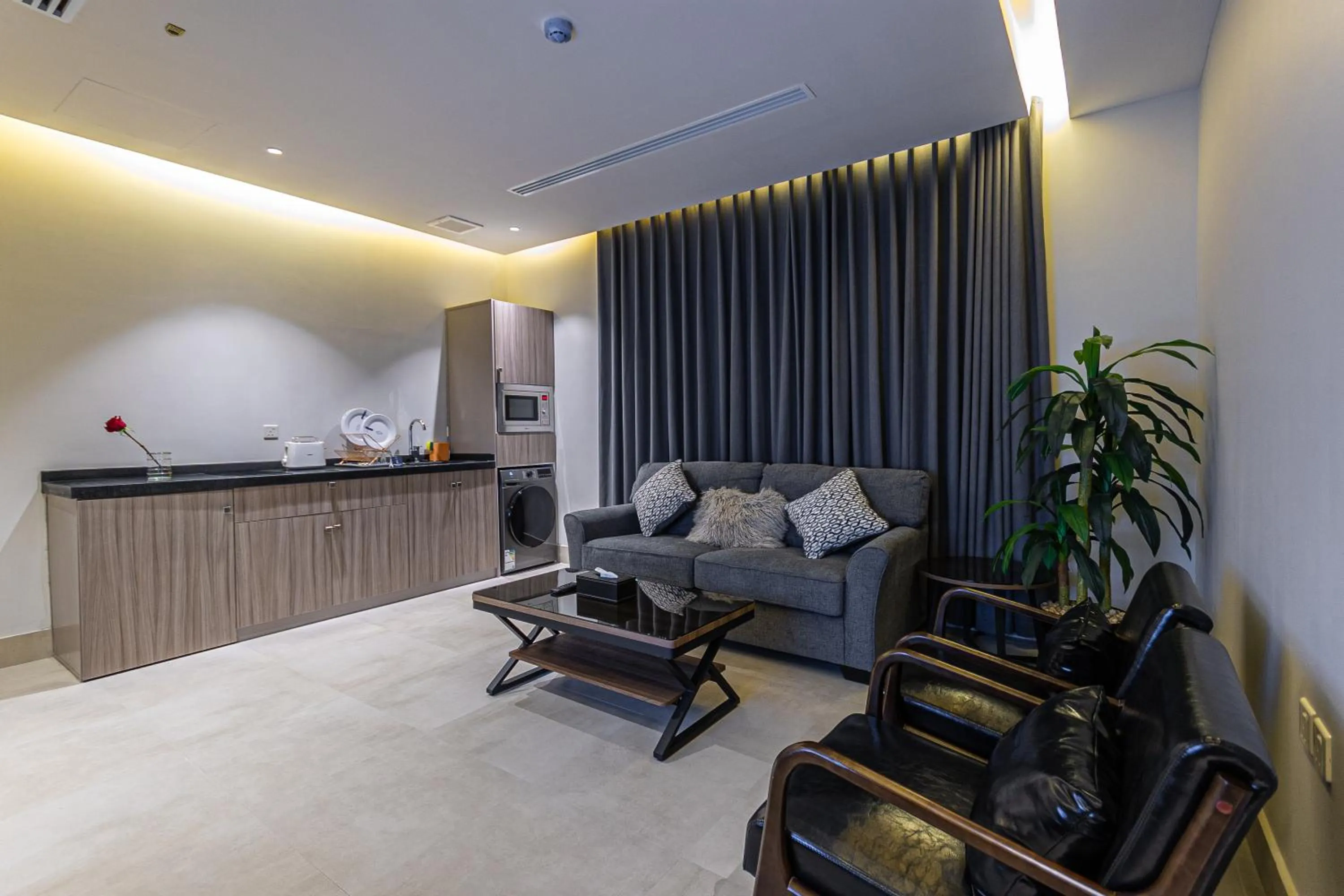 Kitchen or kitchenette in Land Walk Hotel Al Taawun Riyadh