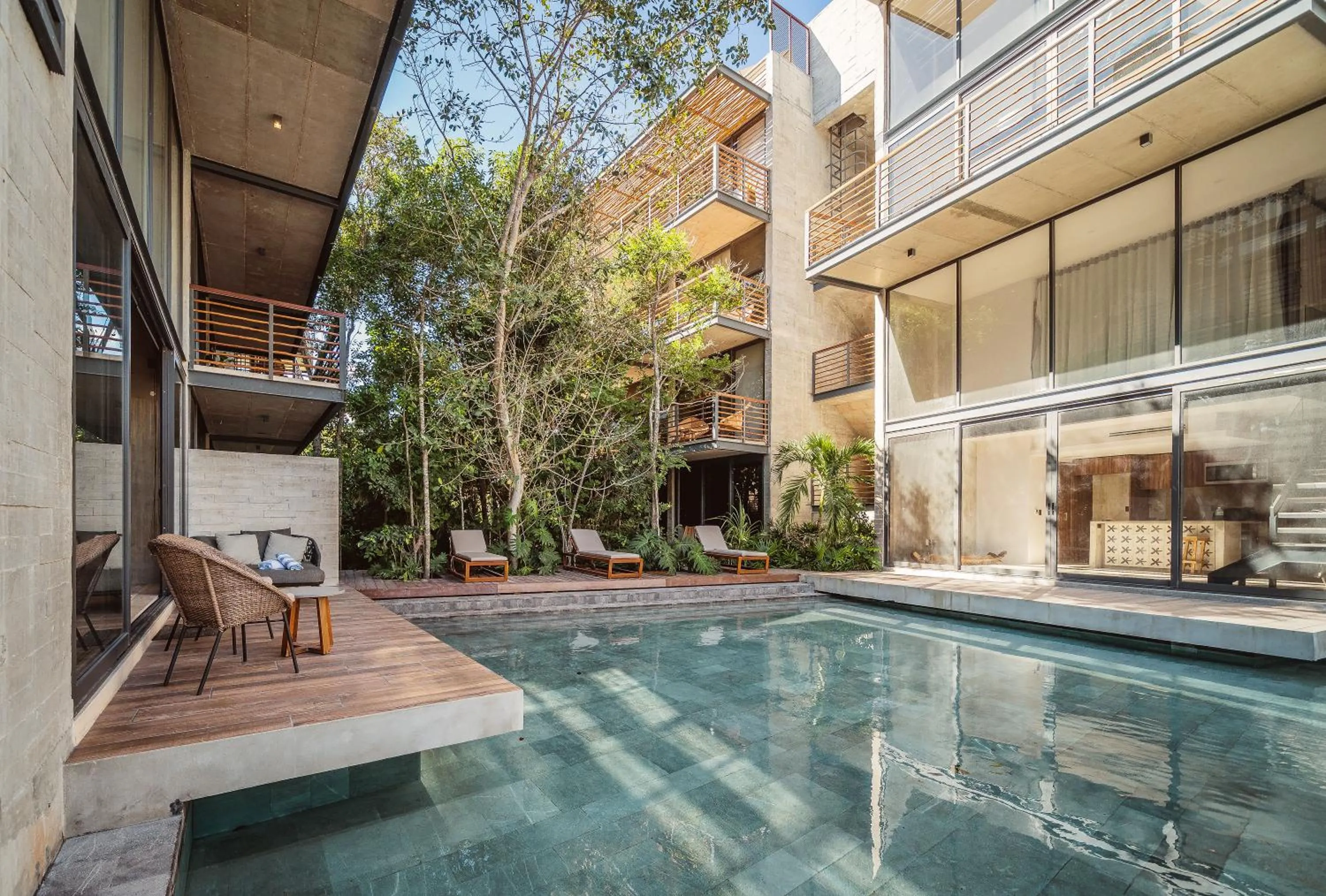 Pool view in Incredible 1BR Swim Up with Private Cenote and Big Gym