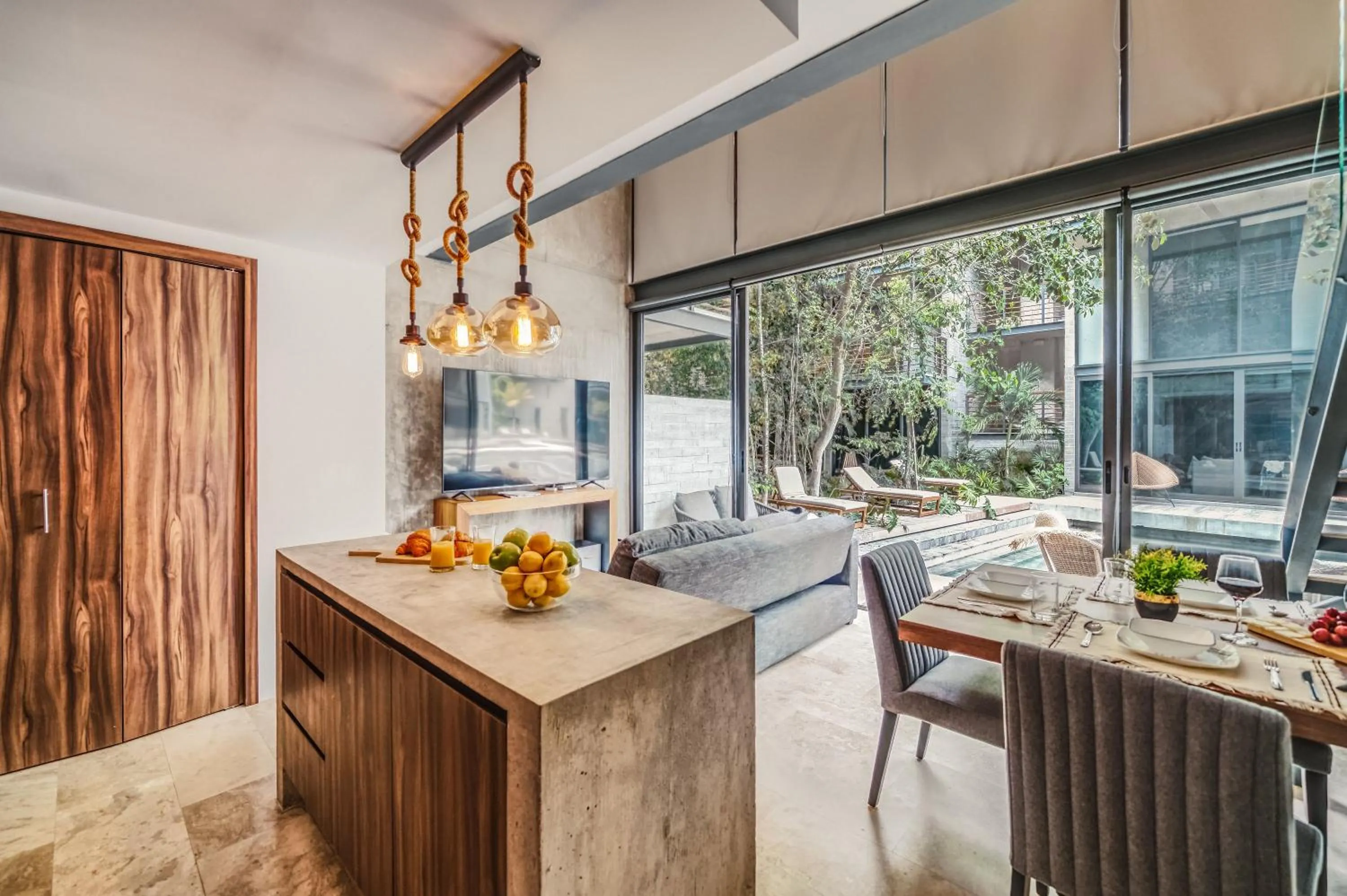 Living room in Incredible 1BR Swim Up with Private Cenote and Big Gym