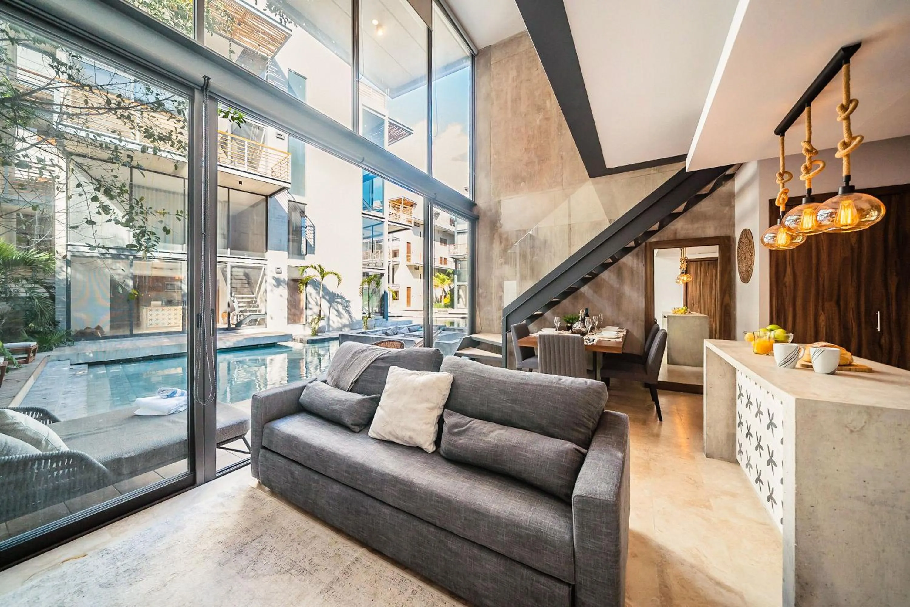 Living room in Incredible 1BR Swim Up with Private Cenote and Big Gym