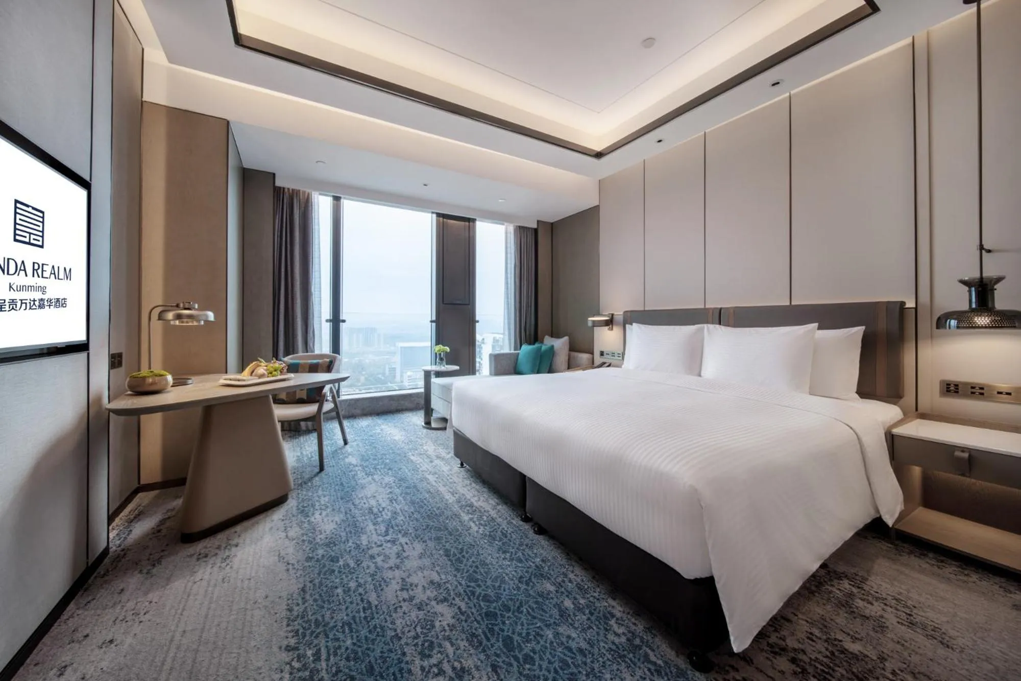 Bedroom, Bed in Wanda Realm Kunming