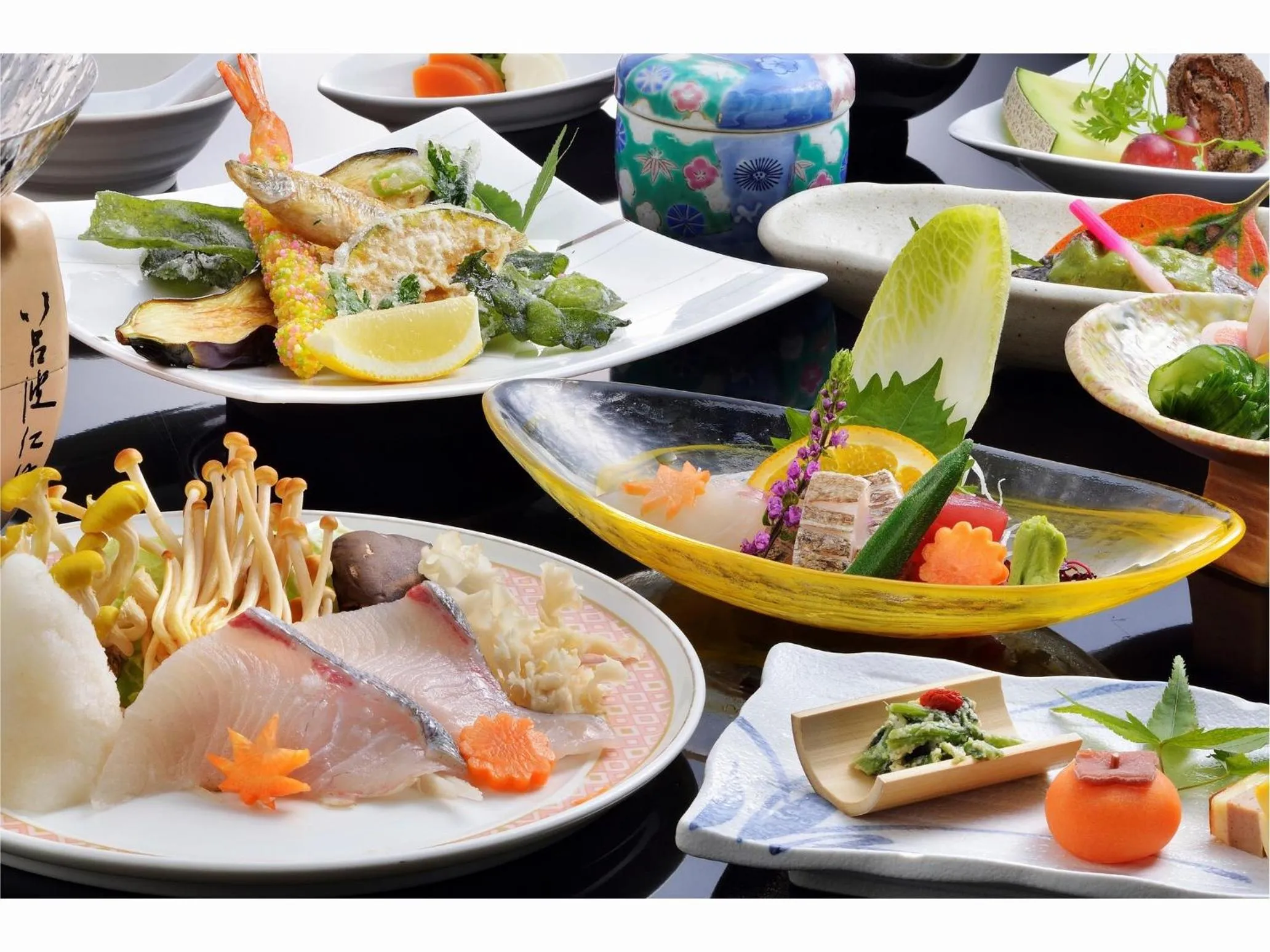 Food in Hotel Seiryu Japanese Spa inn with spectacular view in Osaka