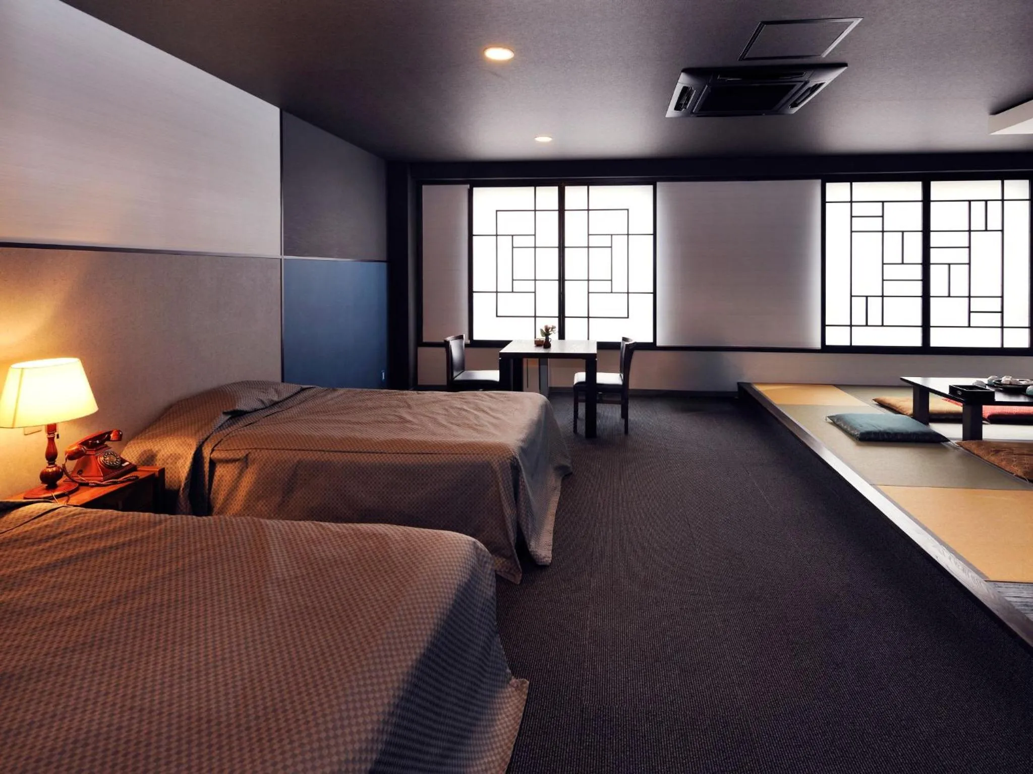 Photo of the whole room, Bed in Hotel Seiryu Japanese Spa inn with spectacular view in Osaka