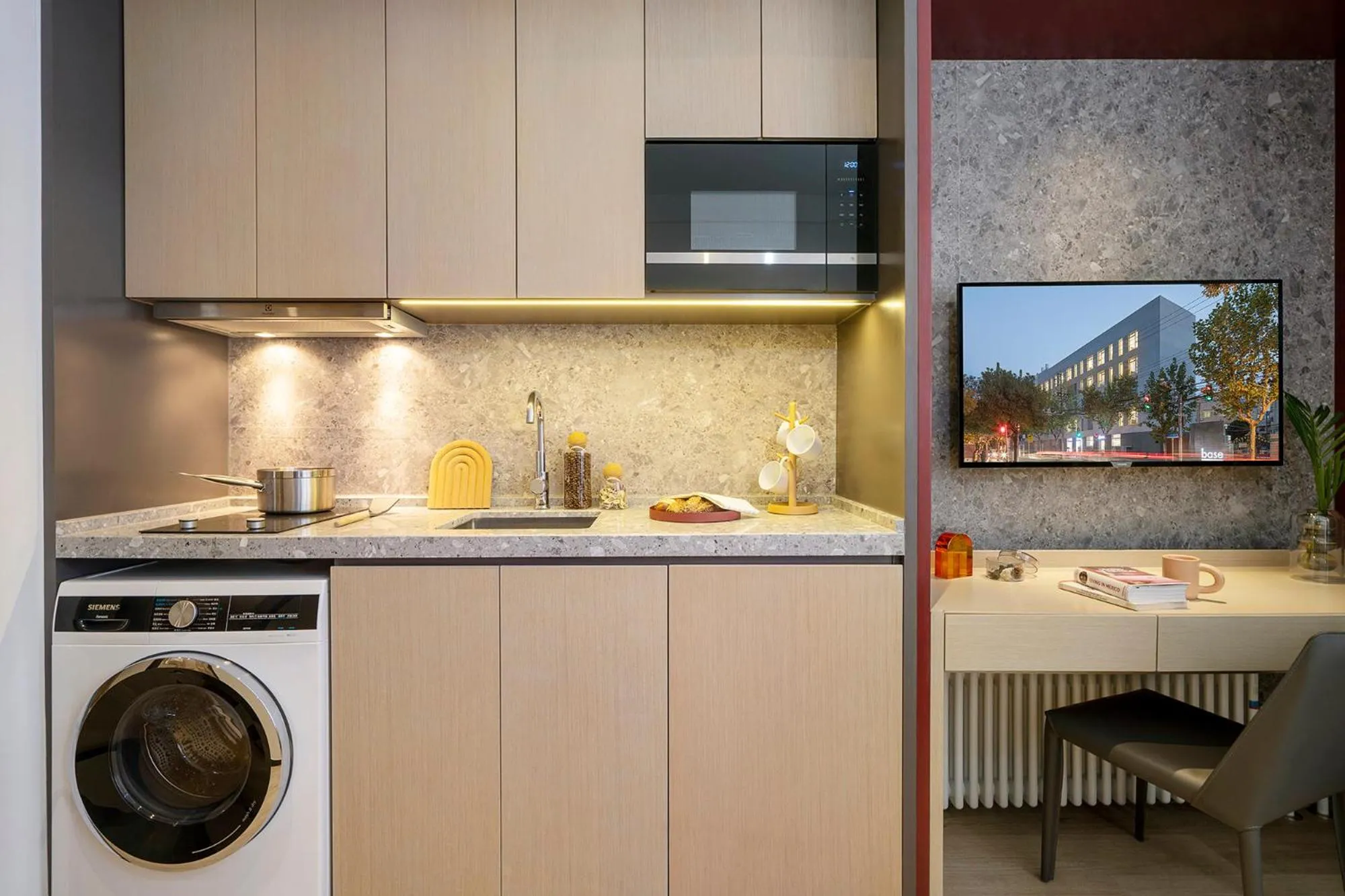 Kitchen or kitchenette in base-Beijing Sanlitun Serviced Apartment