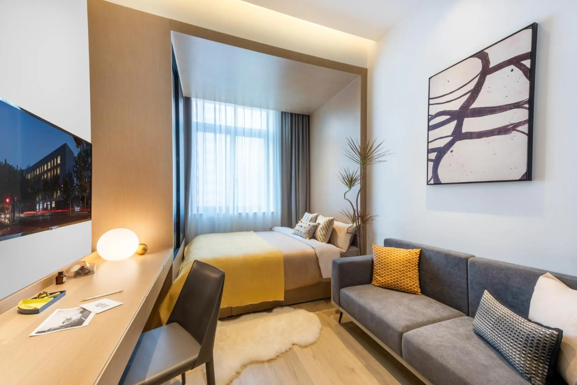 Photo of the whole room, Bed in base-Beijing Sanlitun Serviced Apartment