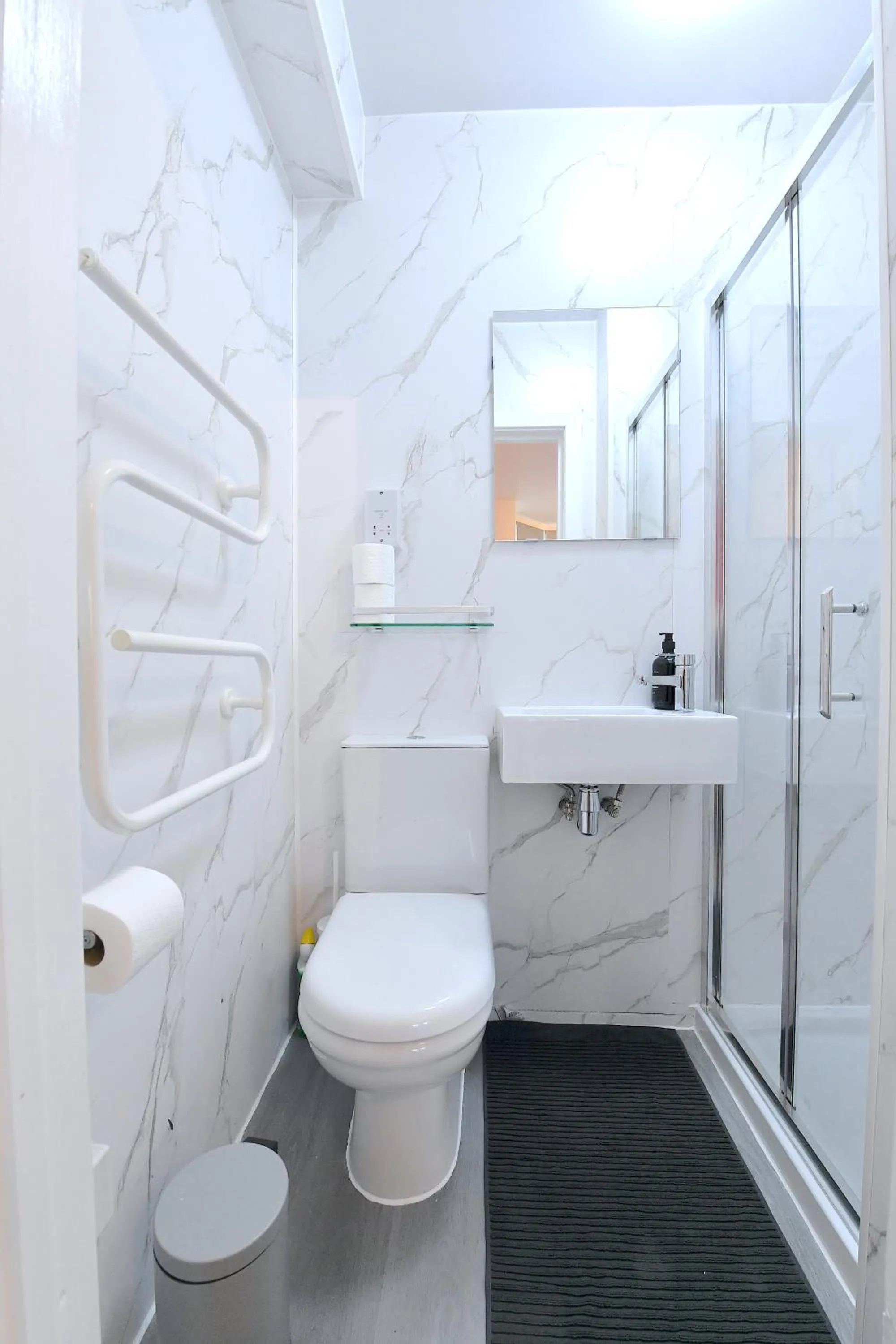 Shower in Stylish Studios by Luxestays Fulham