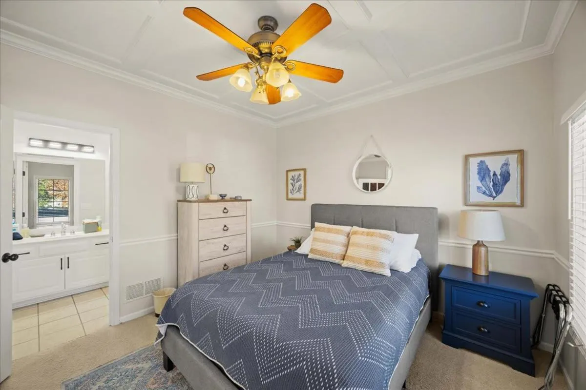 Bed in Beautiful relaxing private villa next to a pond smart home and Traeger Grill