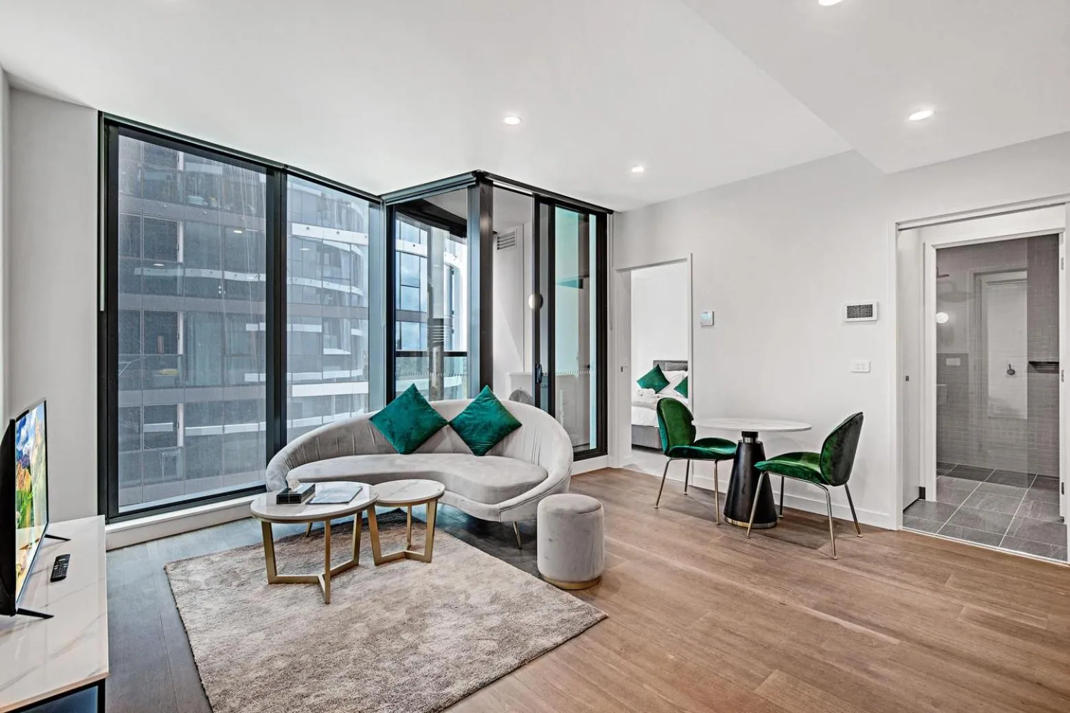 Seating area in Lumina Suites