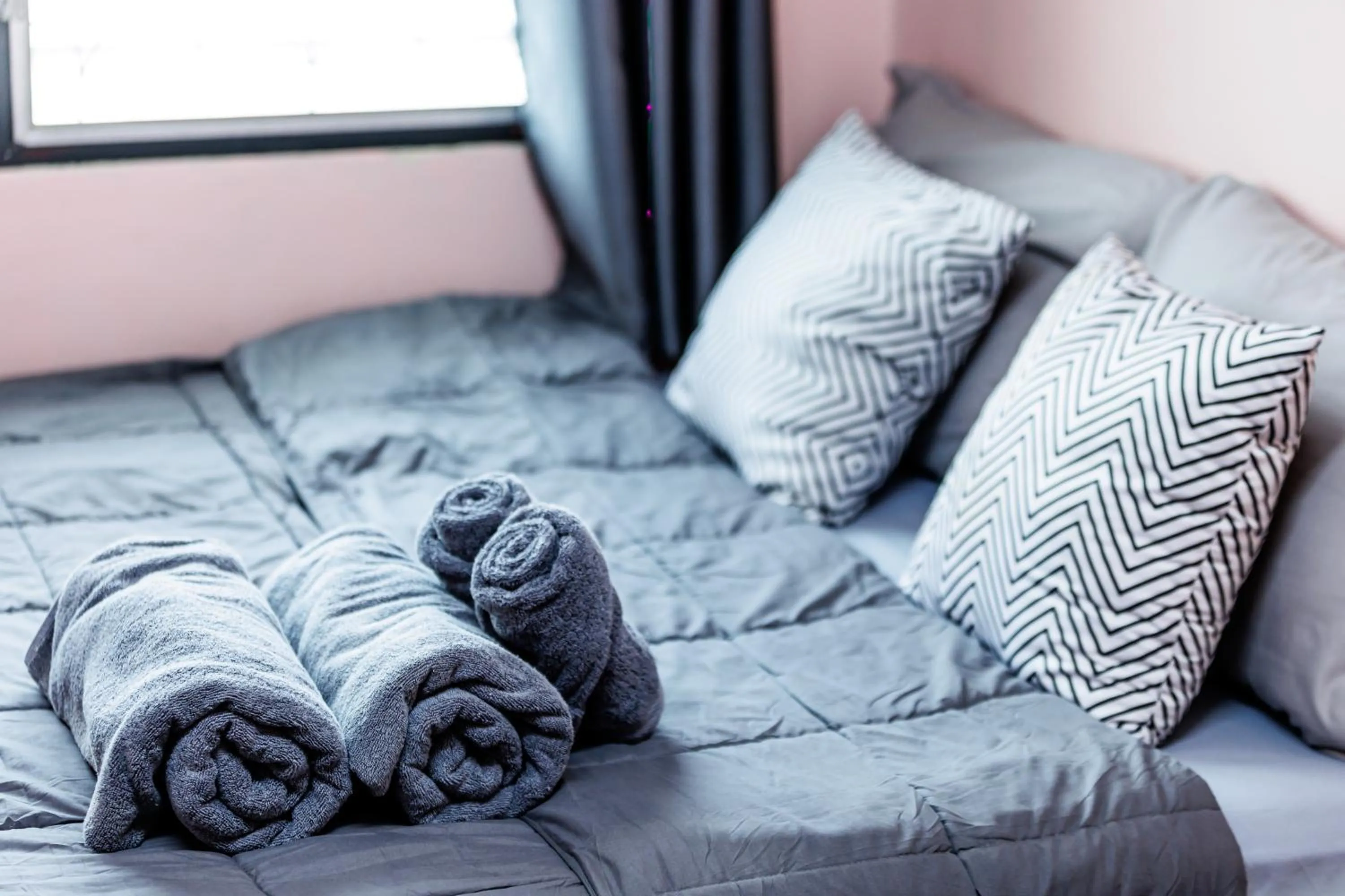 towels, Bed in Baan Mee Suk Ayutthaya