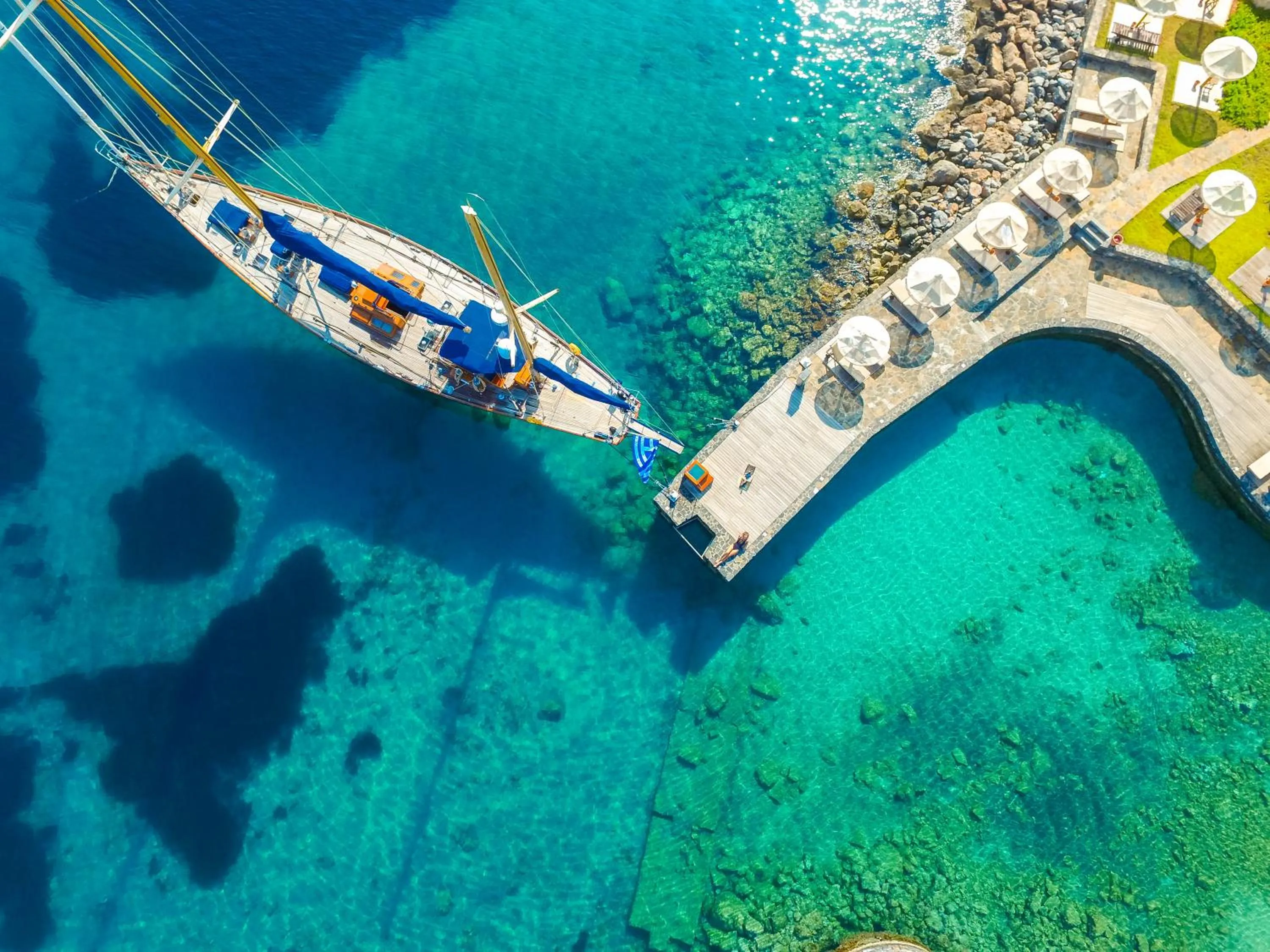 Beach in Porto Elounda Golf & Spa Resort, Six Senses Spa