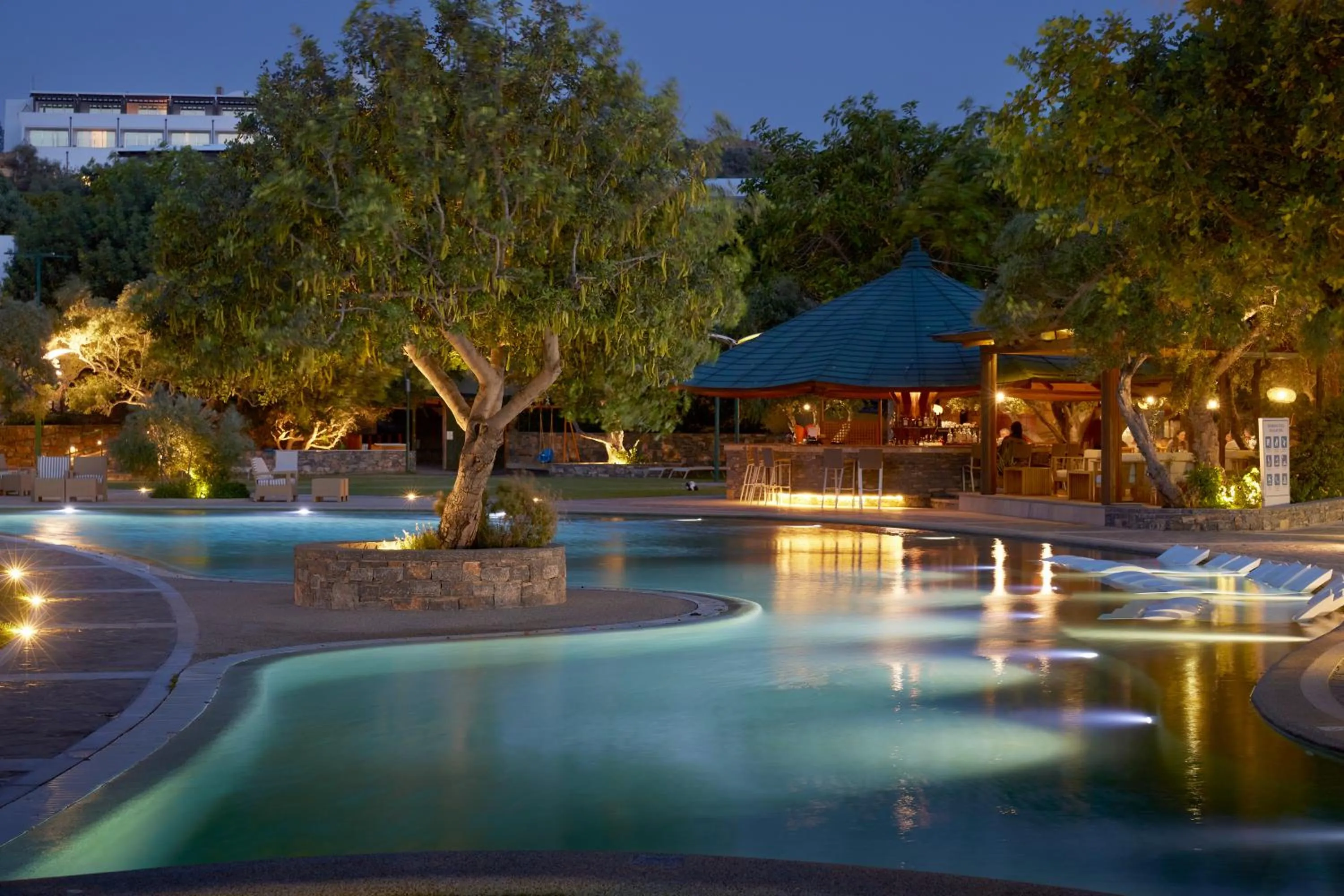 Pool view in Elounda Peninsula Luxury Resort, Six Senses Spa