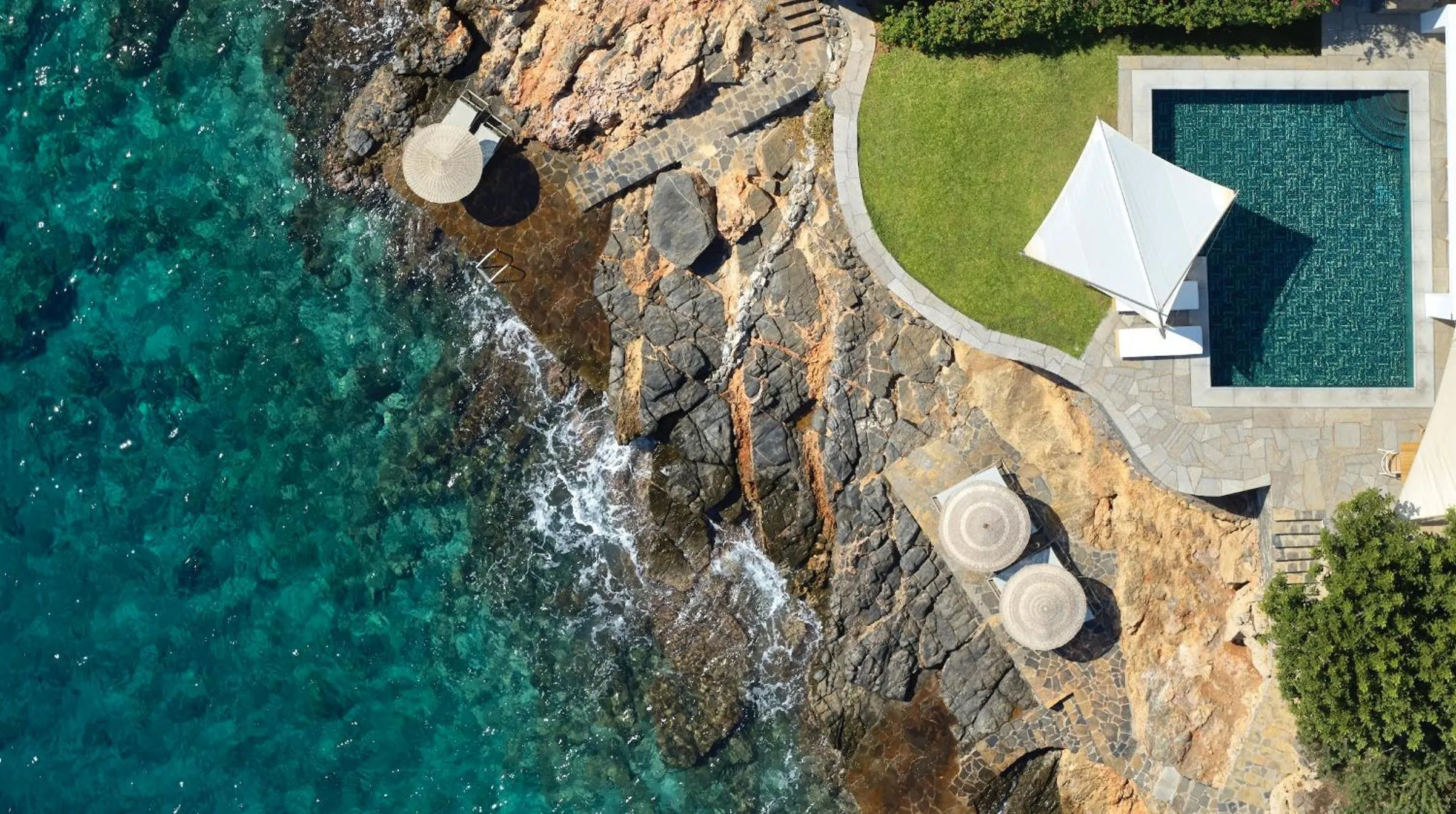 Bird's eye view in Elounda Peninsula Luxury Resort, Six Senses Spa