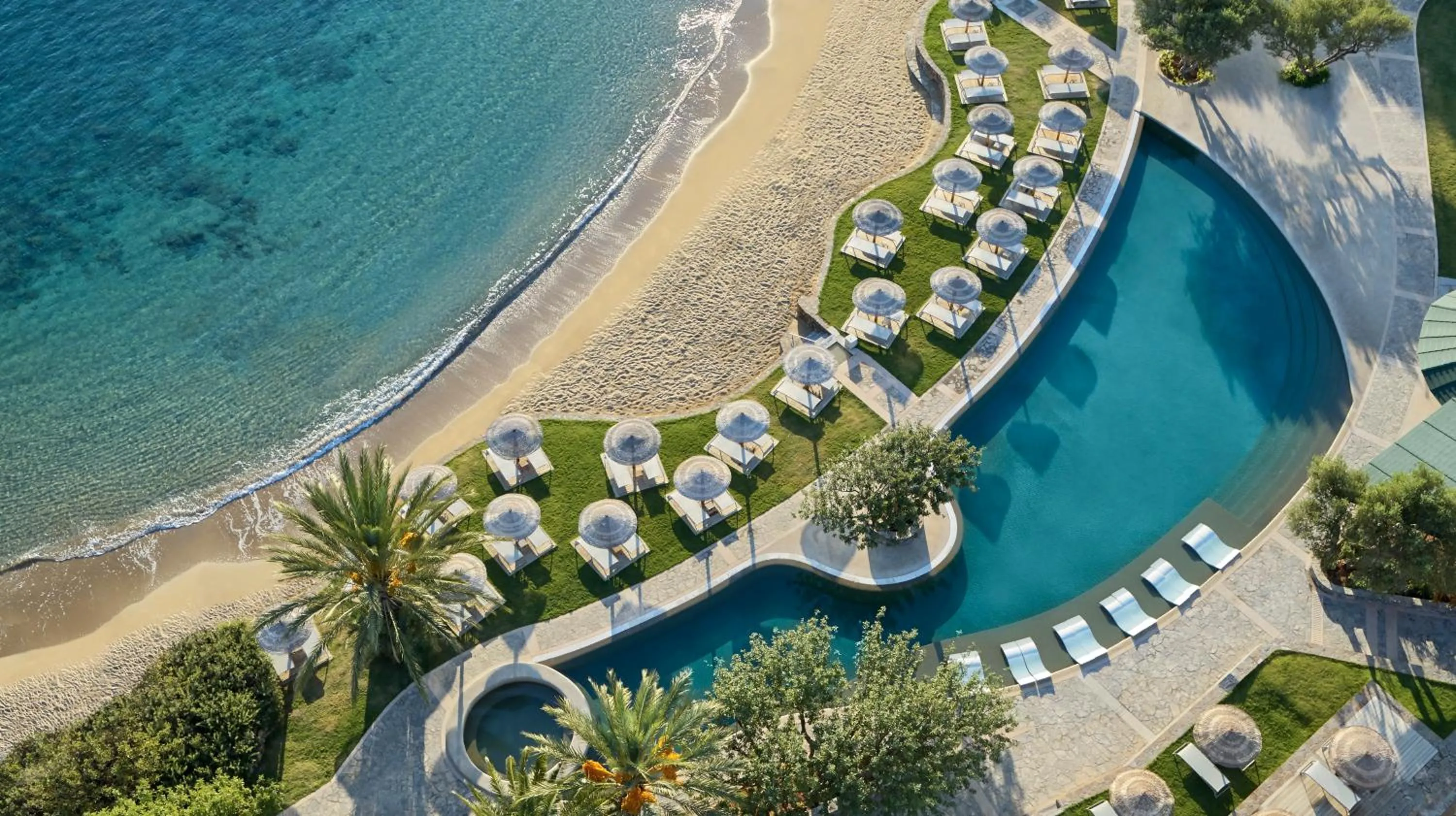 Beach in Elounda Peninsula Luxury Resort, Six Senses Spa