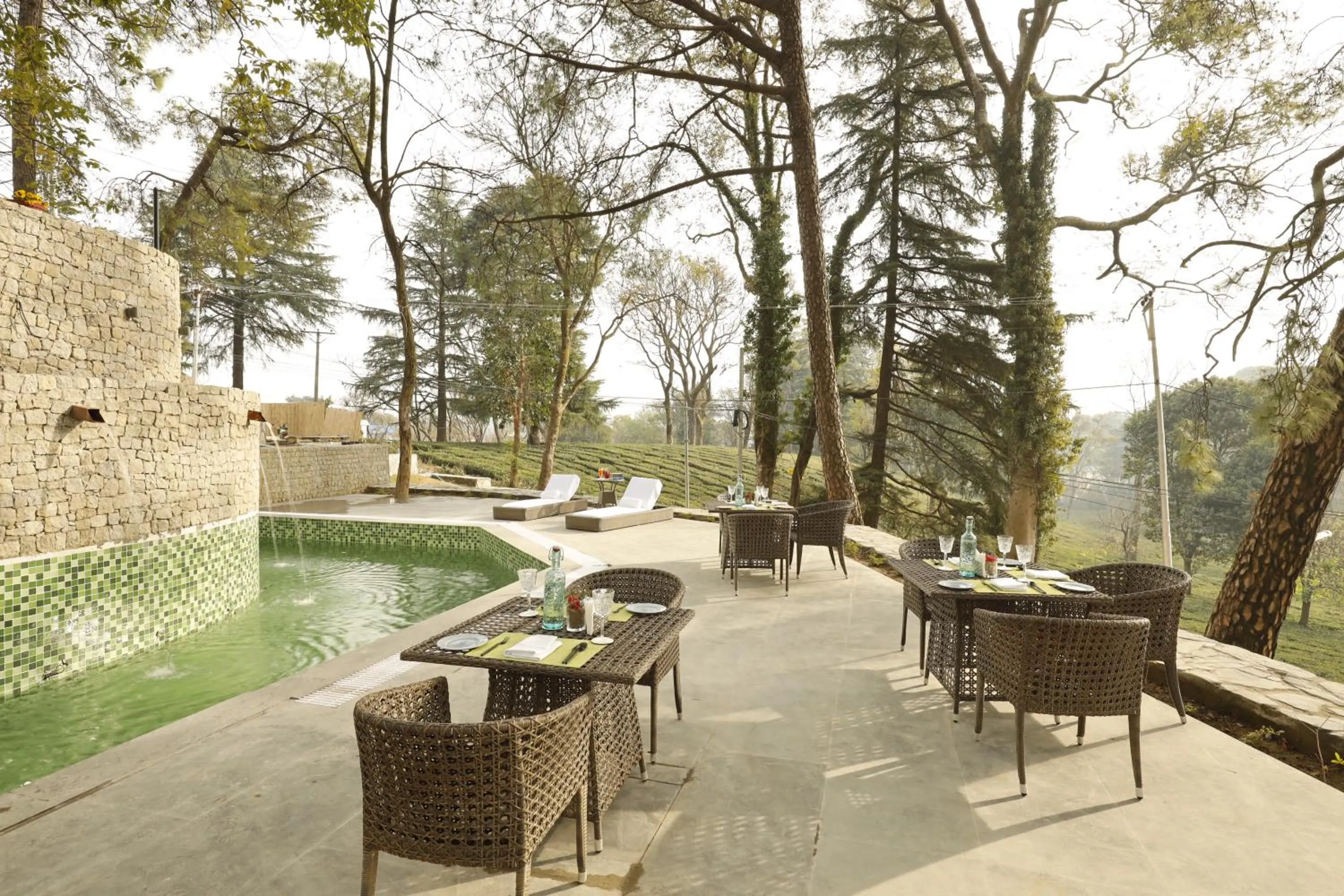 Pool view in Infinitea Dakbunglow Palampur