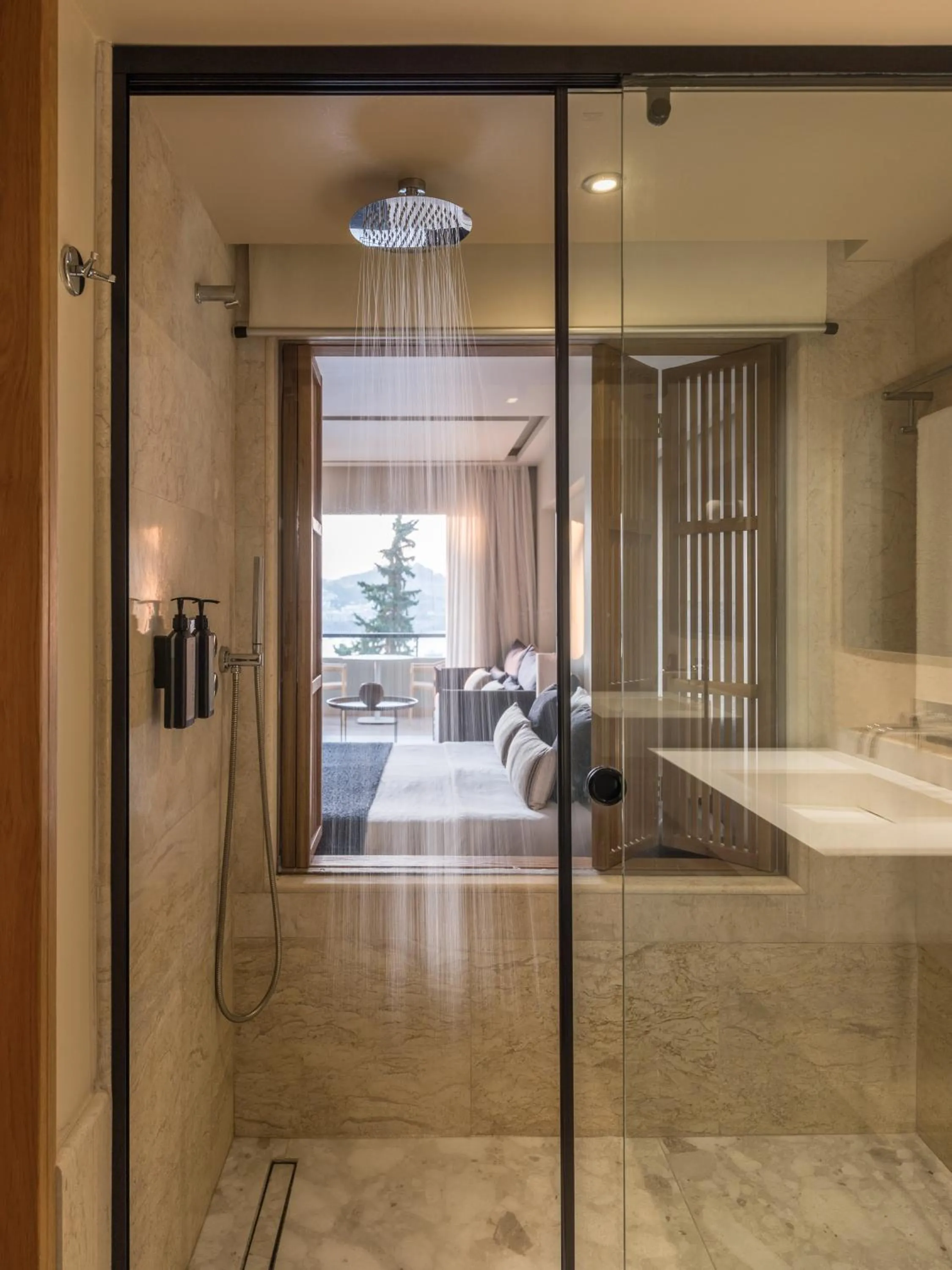 Shower in Lindos Mare, Seaside Hotel