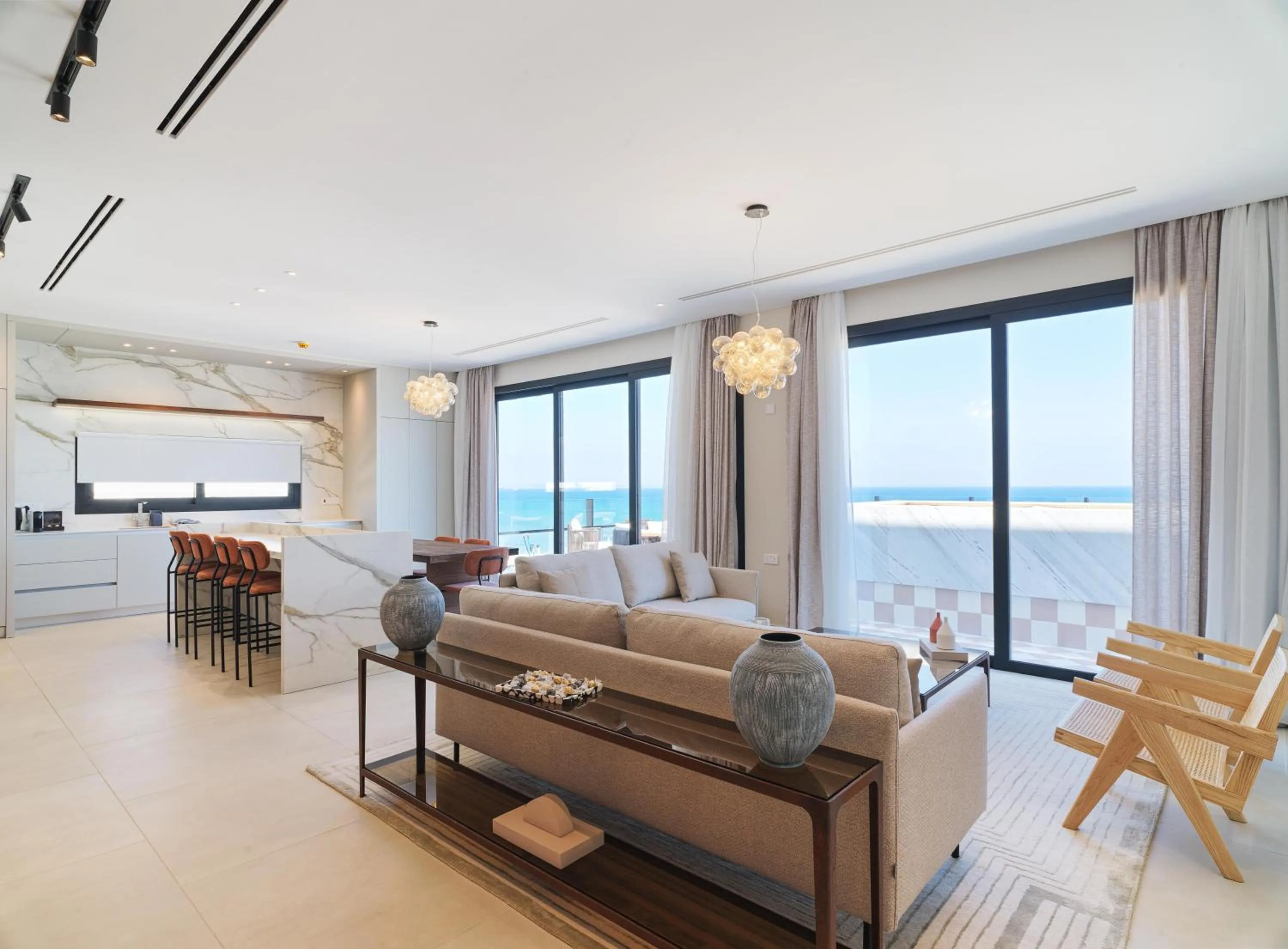 Living room in LIV Mackenzie Beach Suites Larnaca ADULTS ONLY