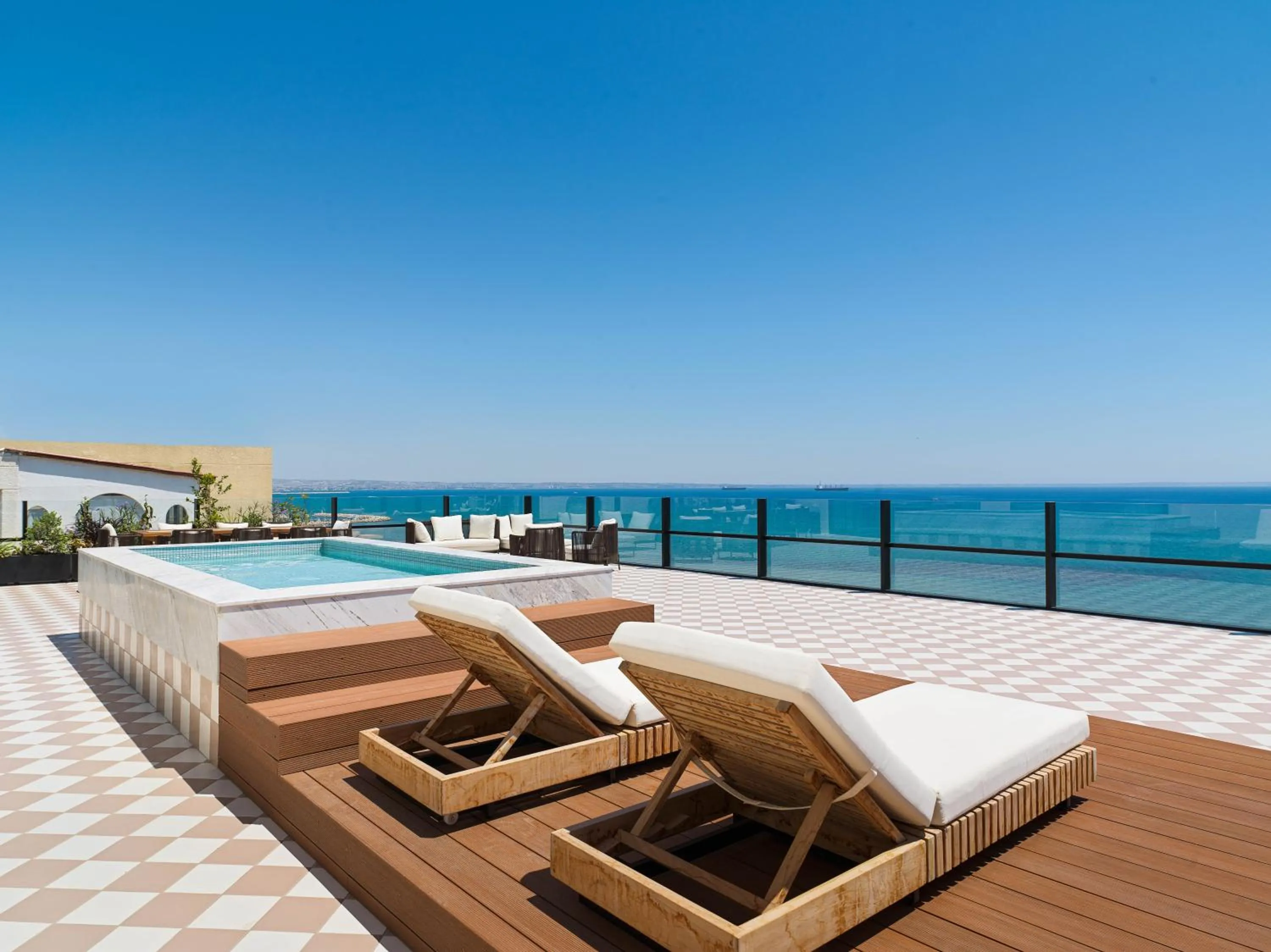 Patio in LIV Mackenzie Beach Suites Larnaca ADULTS ONLY