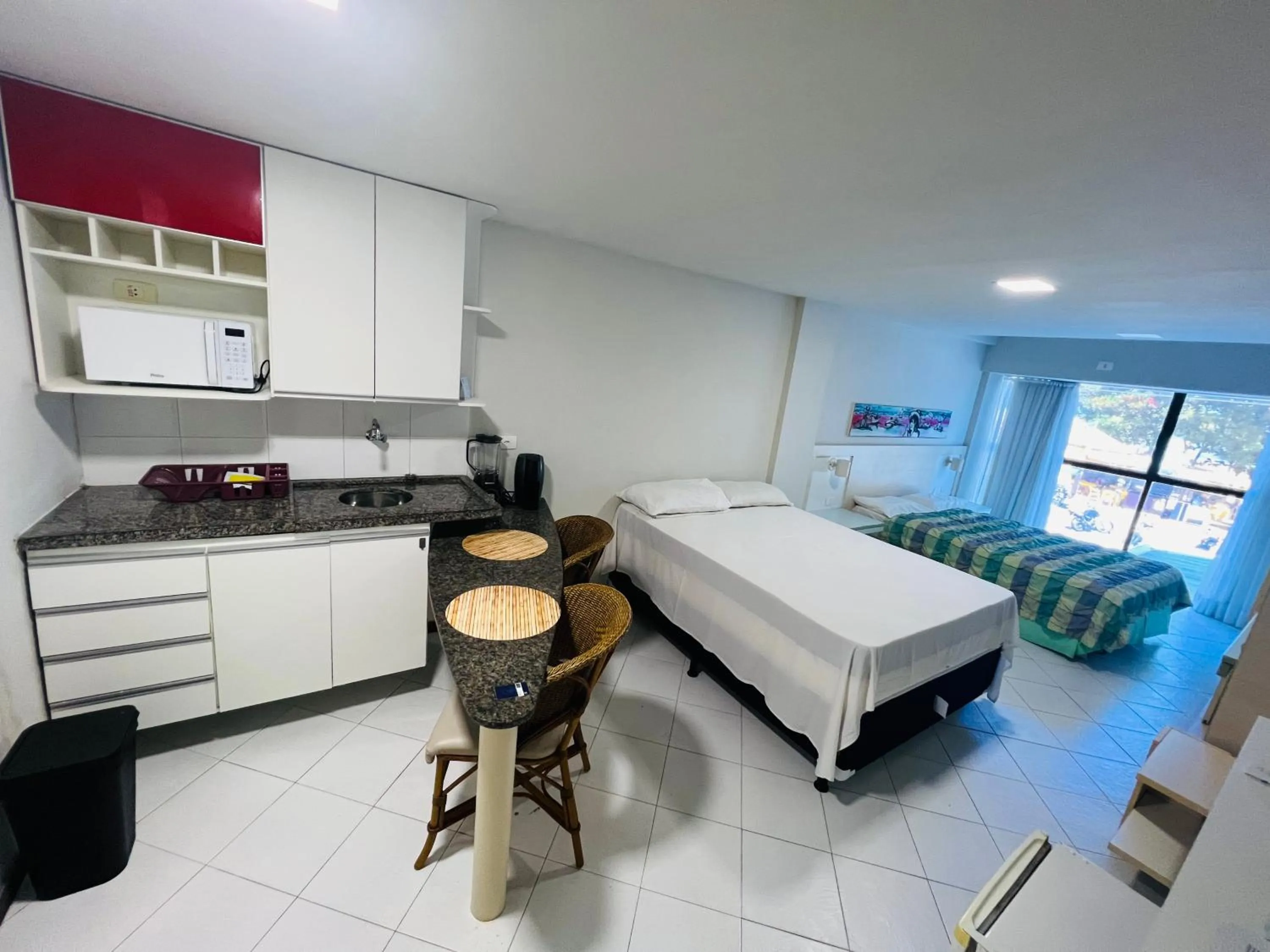 Kitchen or kitchenette, Bed in Flat Ambassador - Cabo Branco - João Pessoa