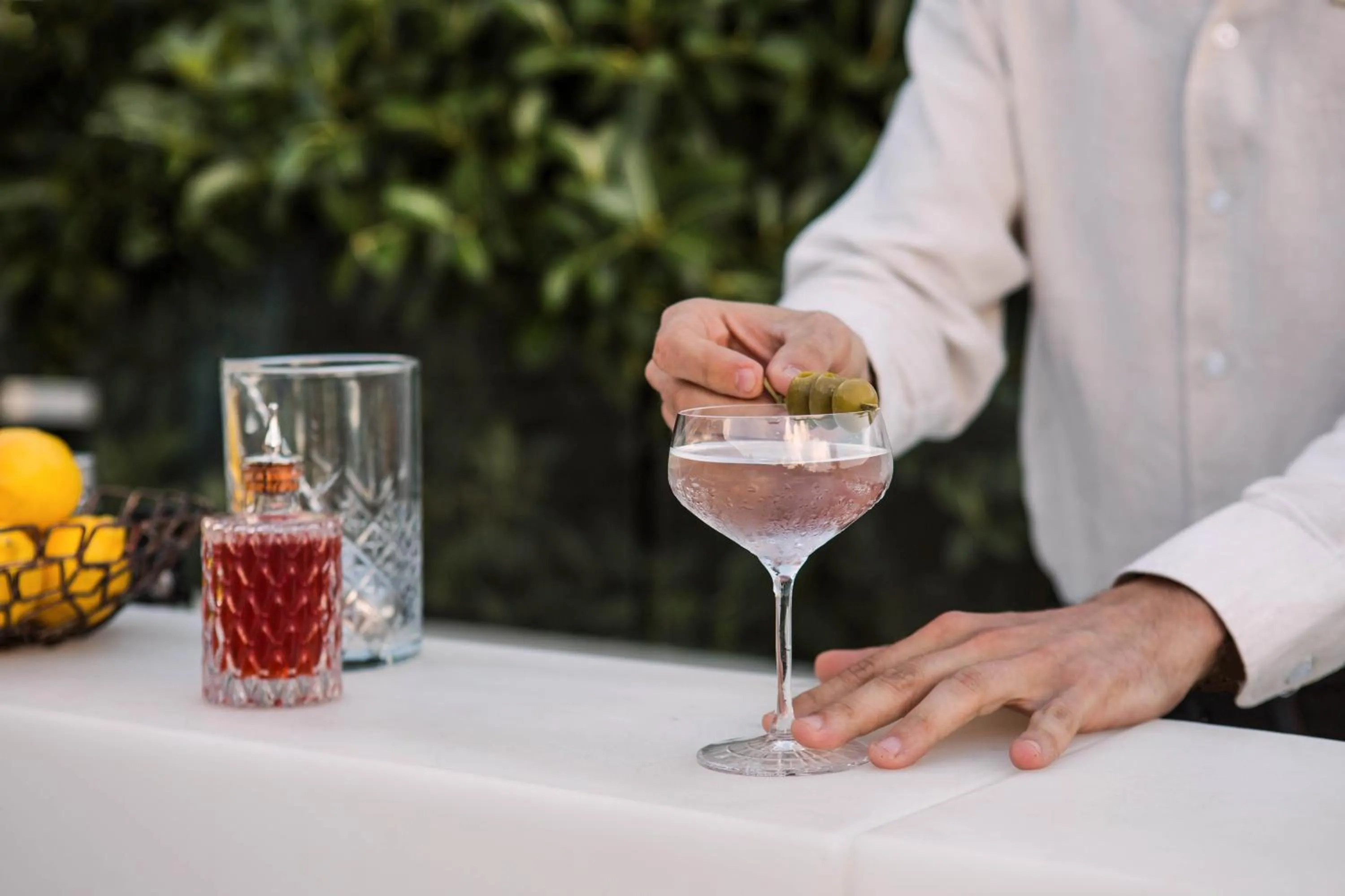 Drinks in Phāea Blue - Small Luxury Hotels of the World