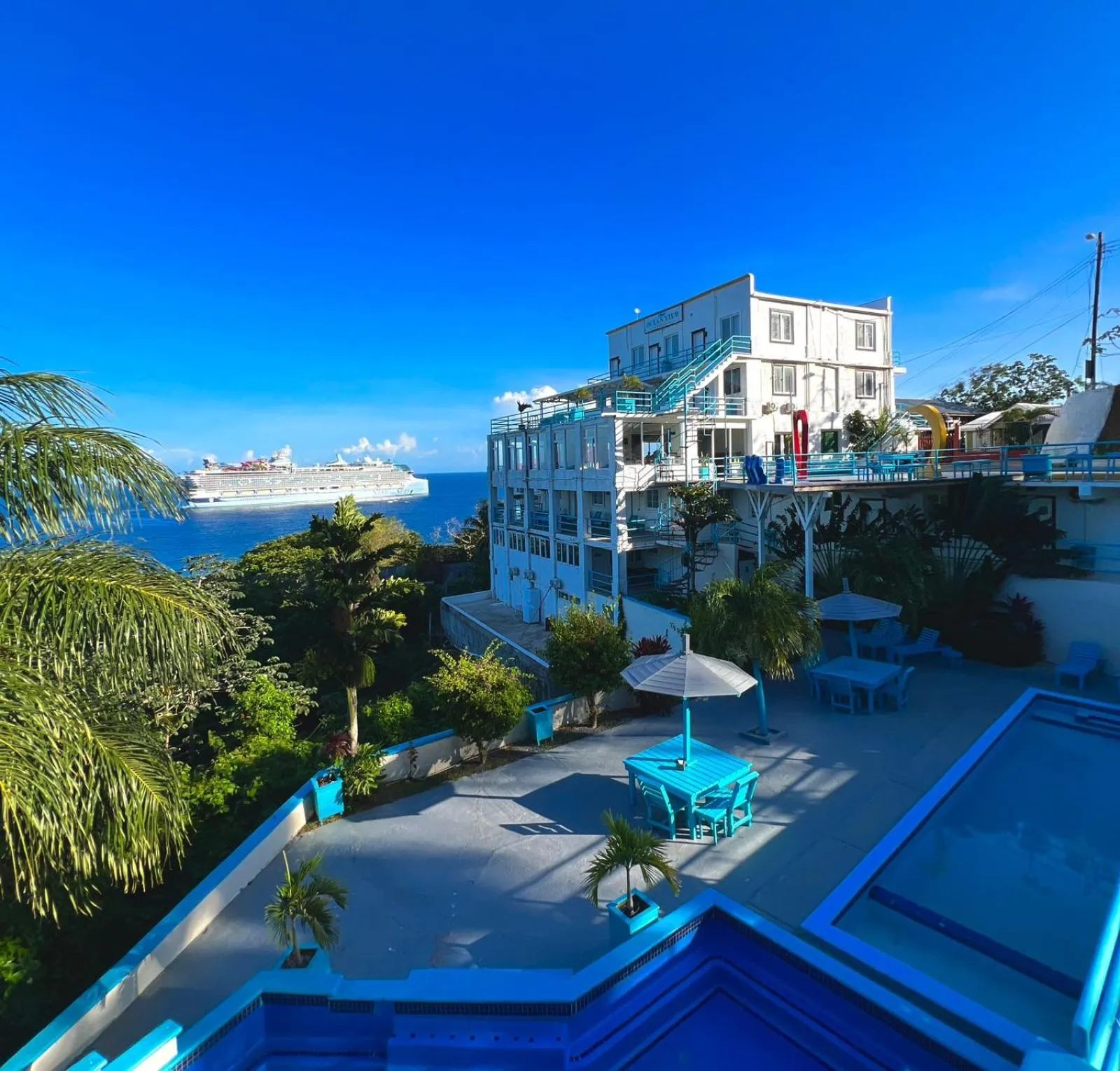 Pool view in Ocean View Hotel and Restaurant