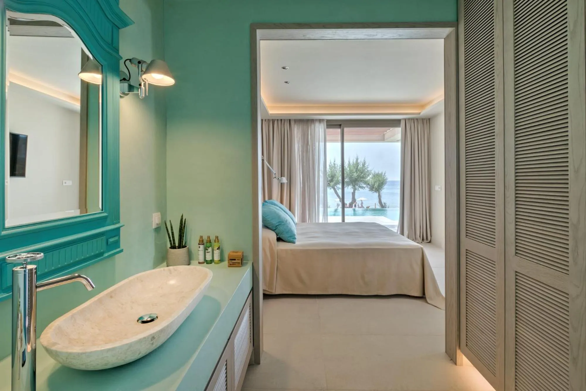 Bathroom, Bed in Amada Colossos Resort