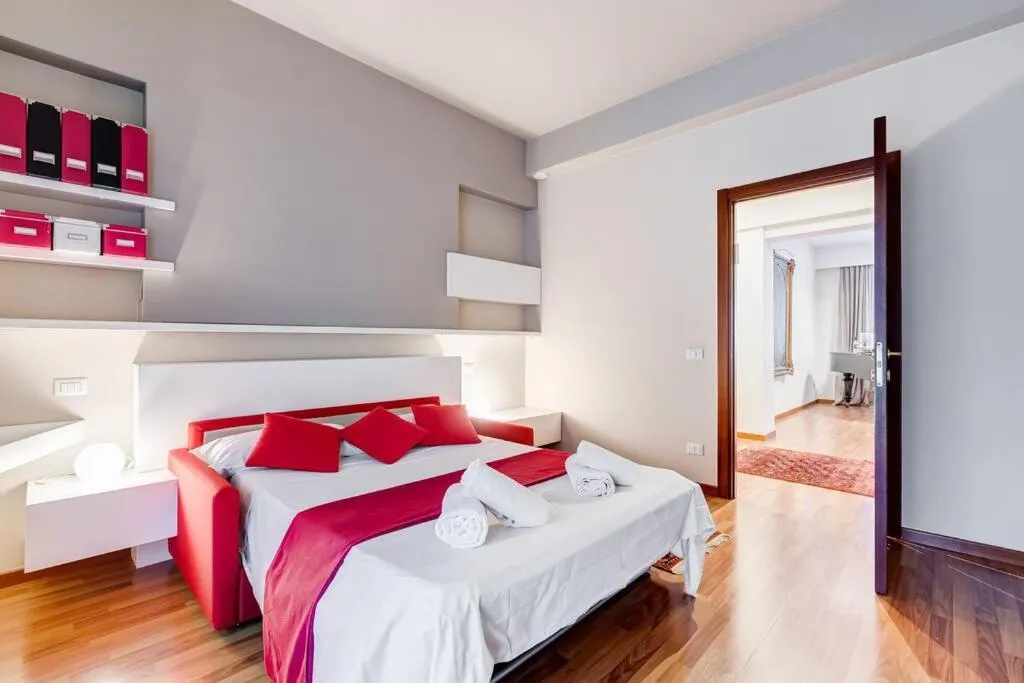 Bedroom, Bed in Exclusive Apartment in Eur Lake