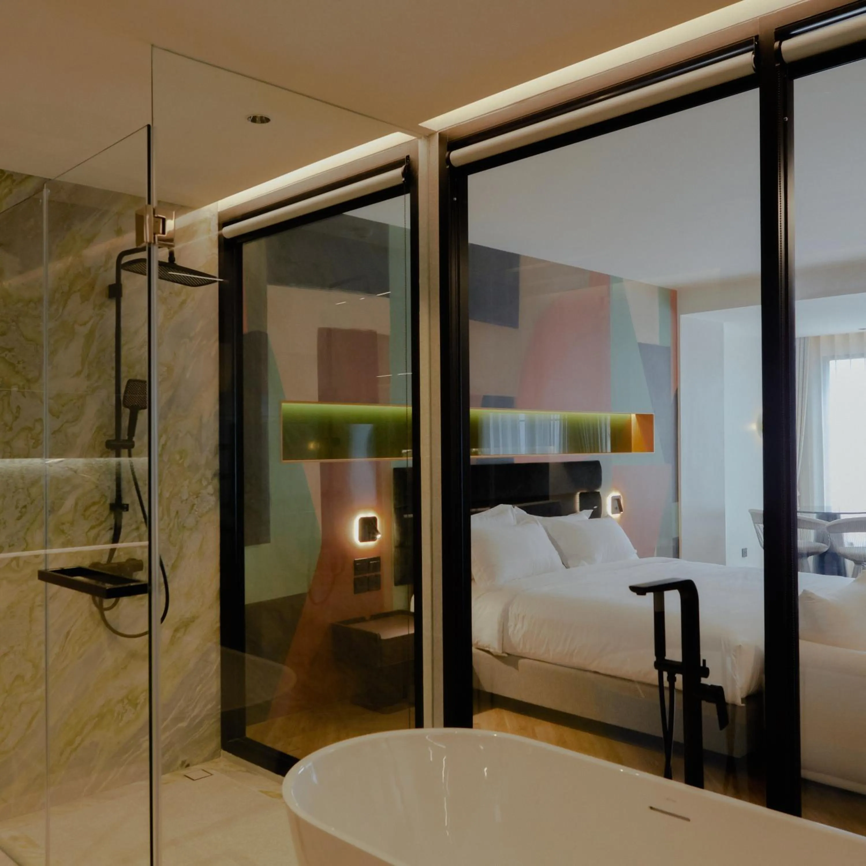 Bathroom, Bed in Hotel Sapin
