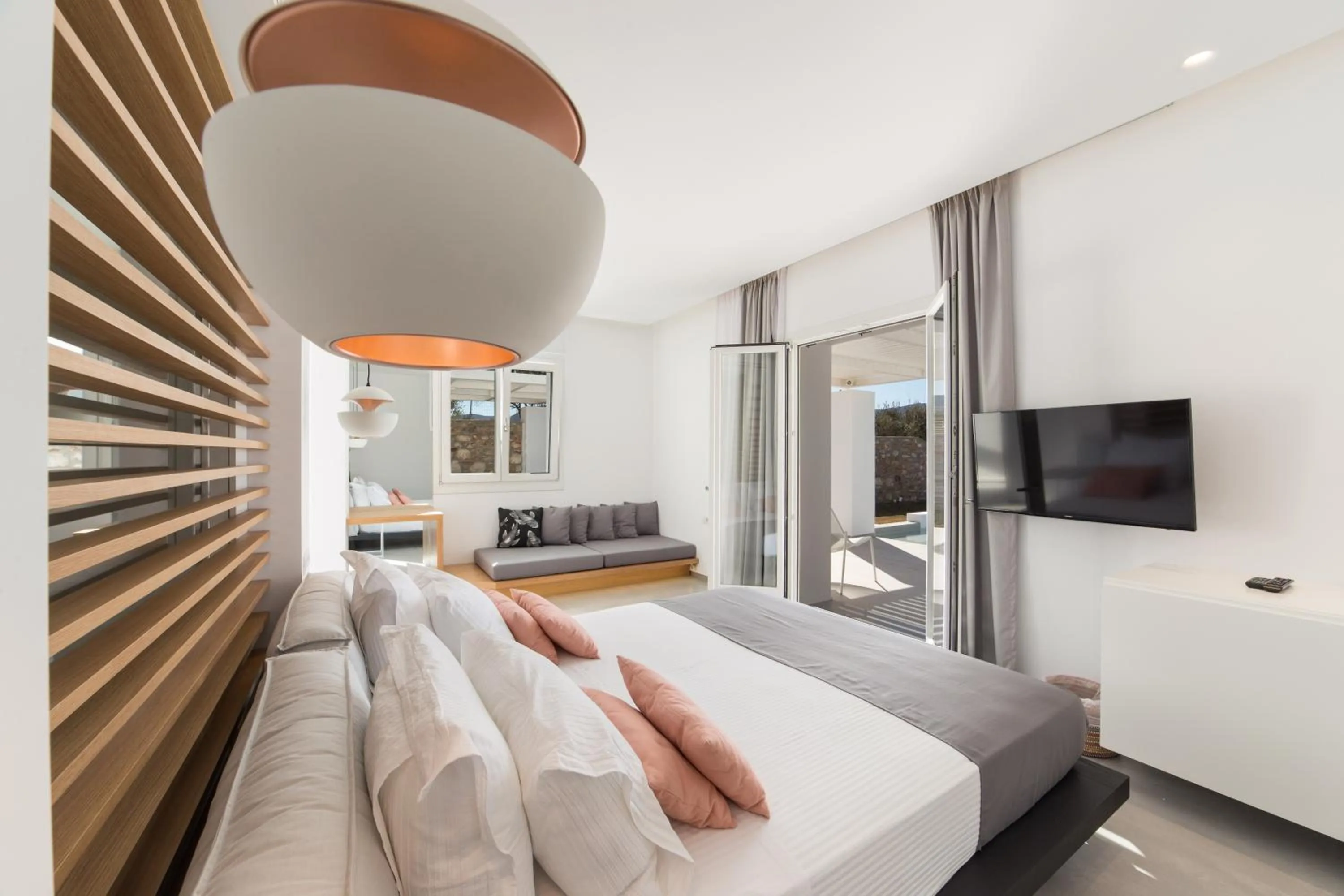 Bedroom, Bed in Paros Agnanti Resort & Spa