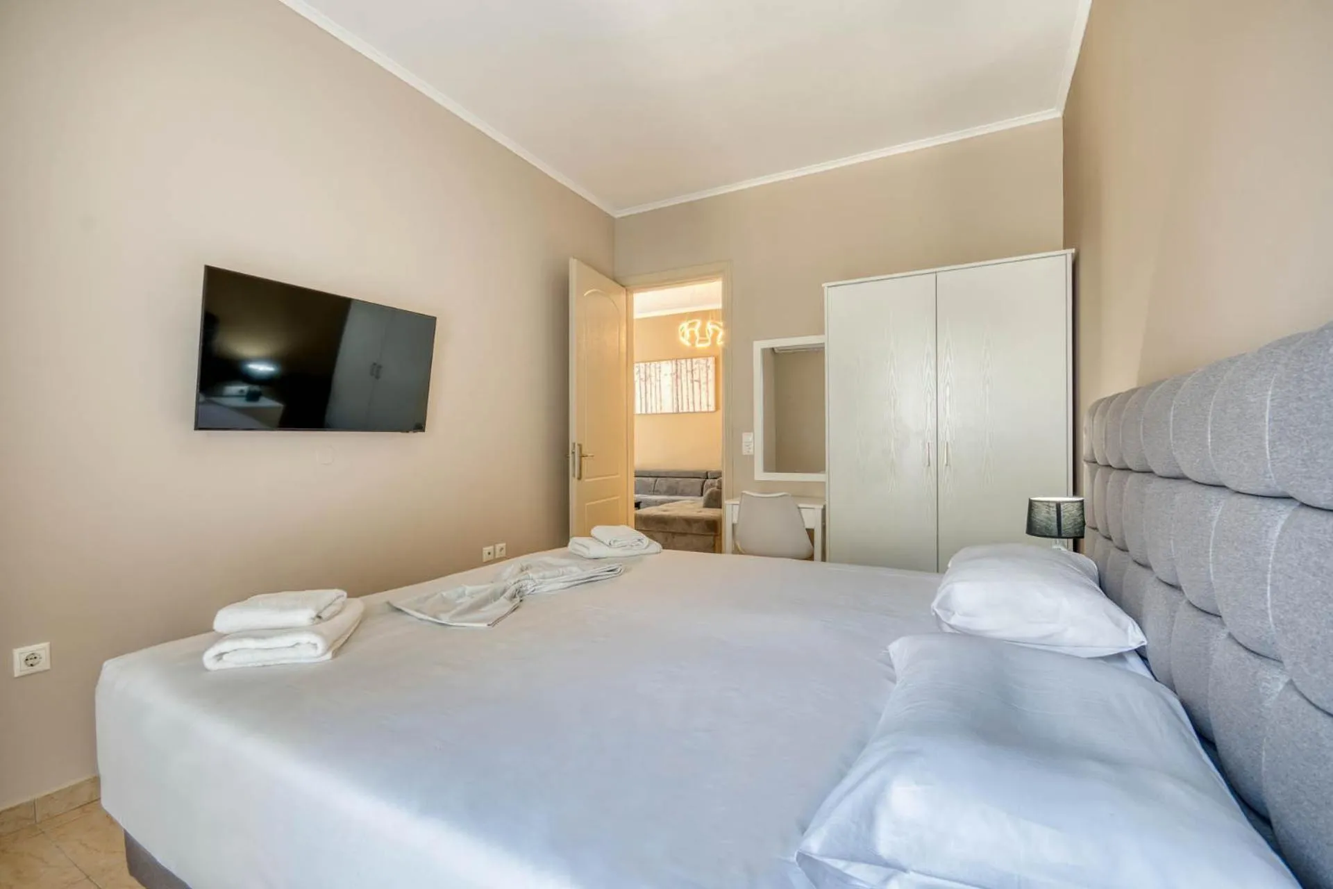 Bed in Rhodes Island Elli Beach Apartments