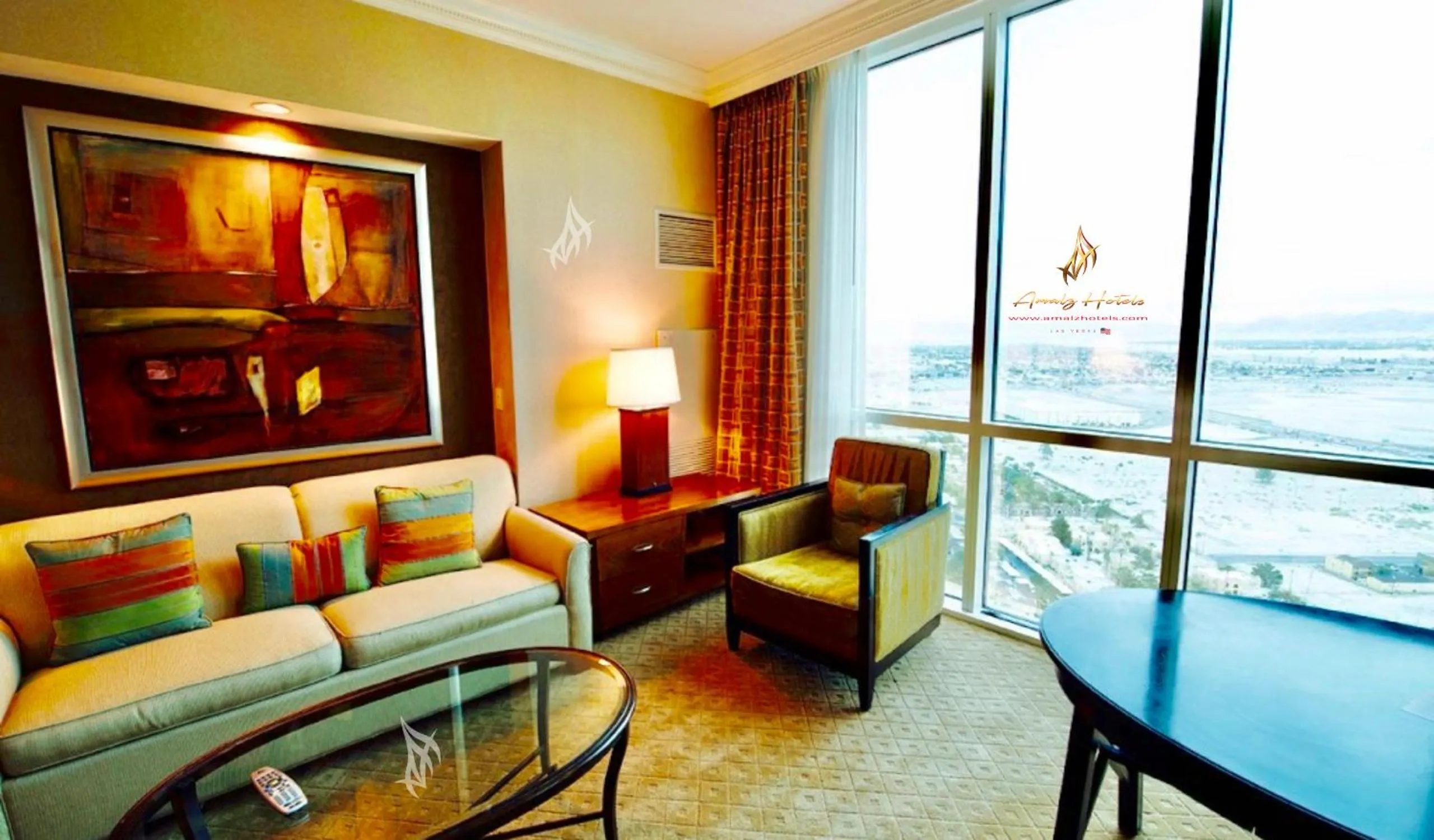 Living room in Amalz Balcony Suites at Mgm Signature !